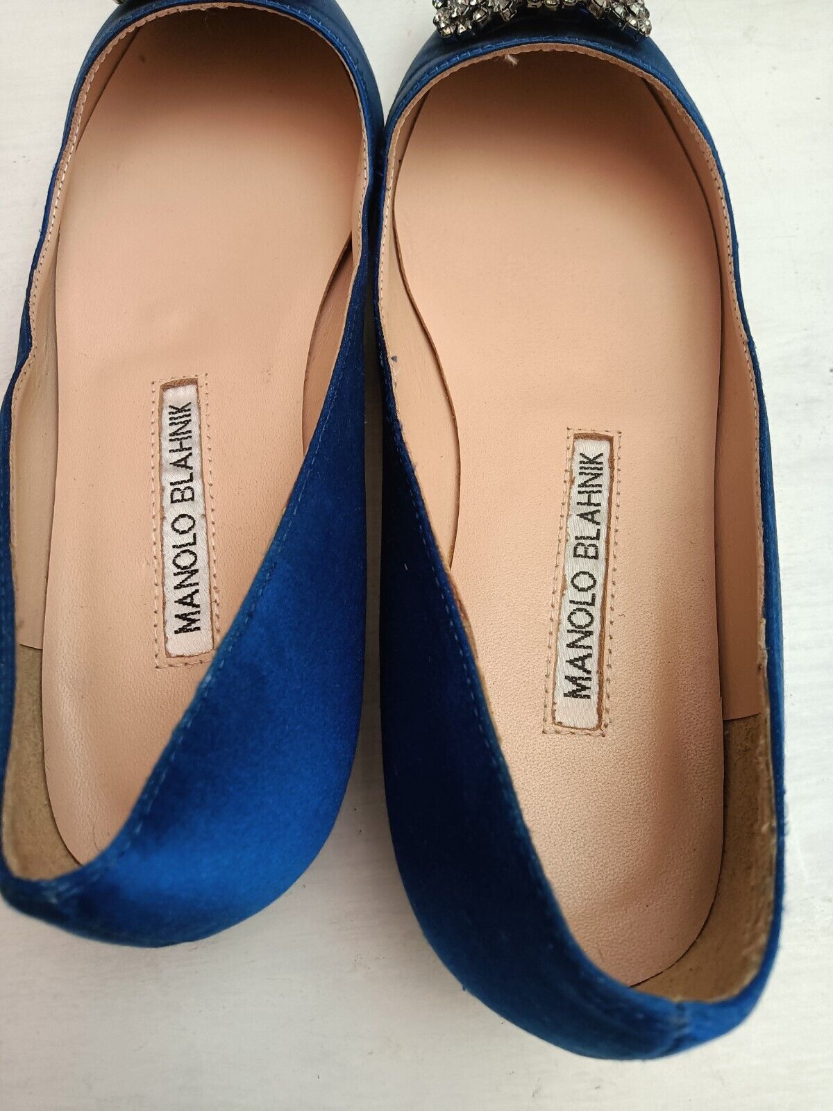 Manolo Blahnik – Ballerine Hangisi in Raso di Seta Blu Royal