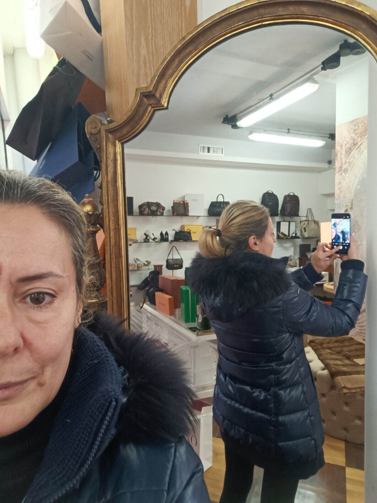 Fay – Piumino Piuma D’Oca Nylon Blu Cappuccio Pelo