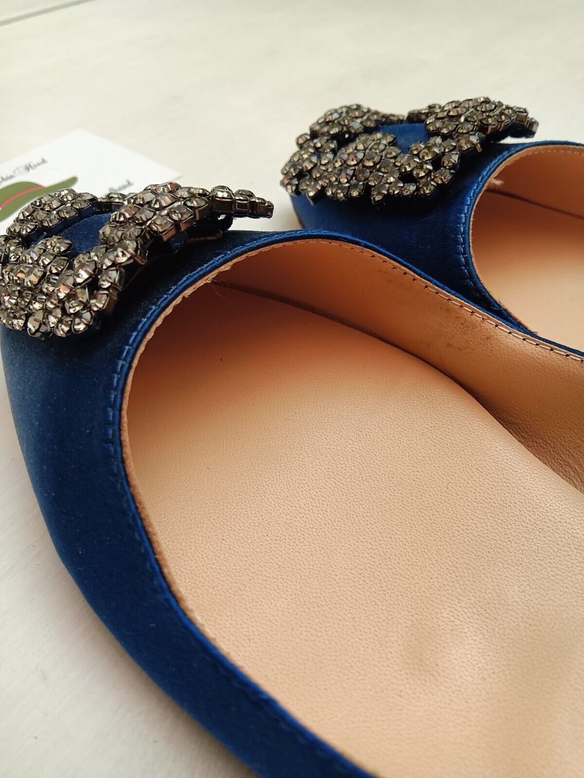 Manolo Blahnik – Ballerine Hangisi in Raso di Seta Blu Royal