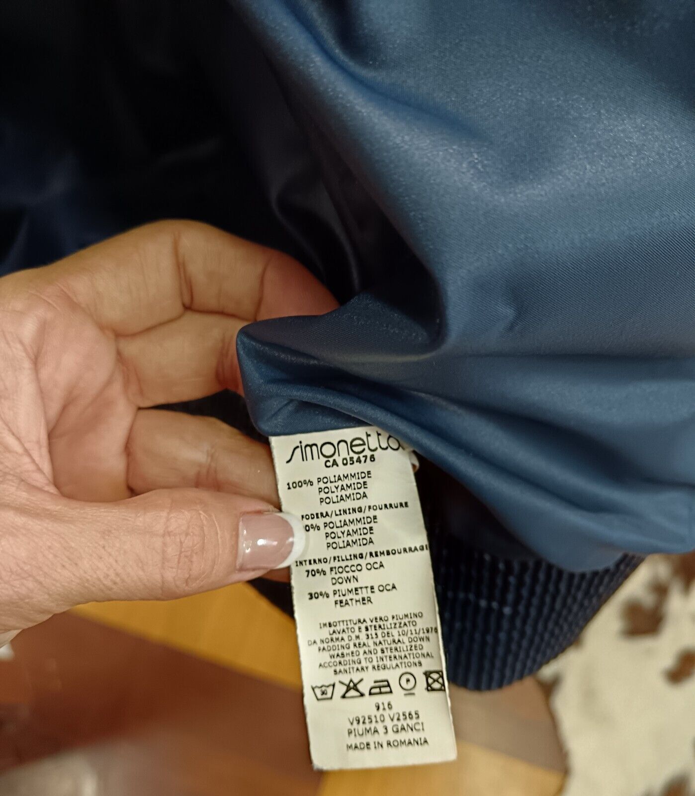 Fay – Piumino Piuma D’Oca Nylon Blu Cappuccio Pelo