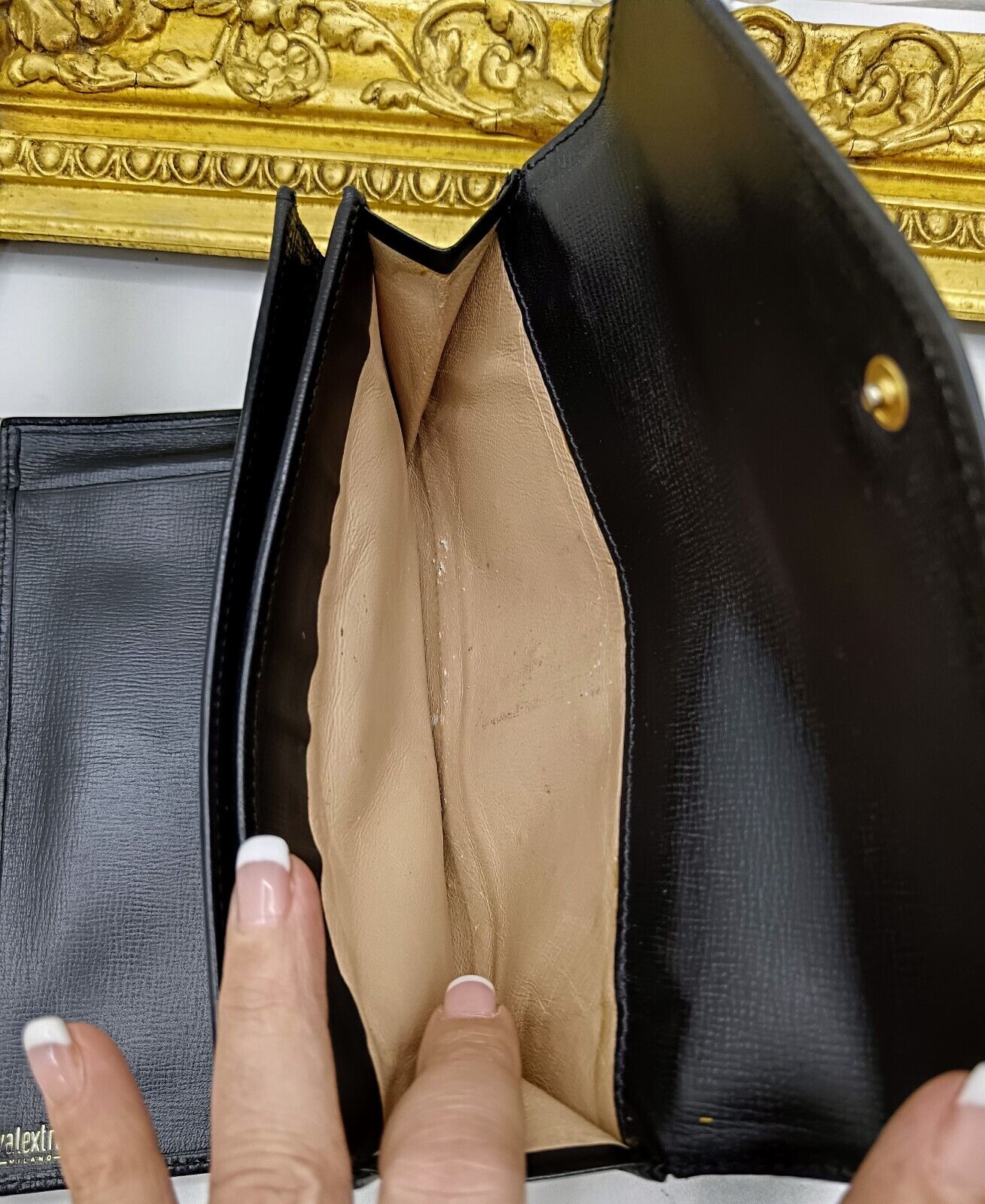 Valextra – Portafoglio Continental Donna Pelle Nera Vintage
