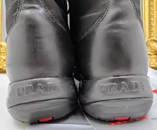 Prada – Stivaletti Sneakers Nappa e Gabardine Tech Nere Full Set