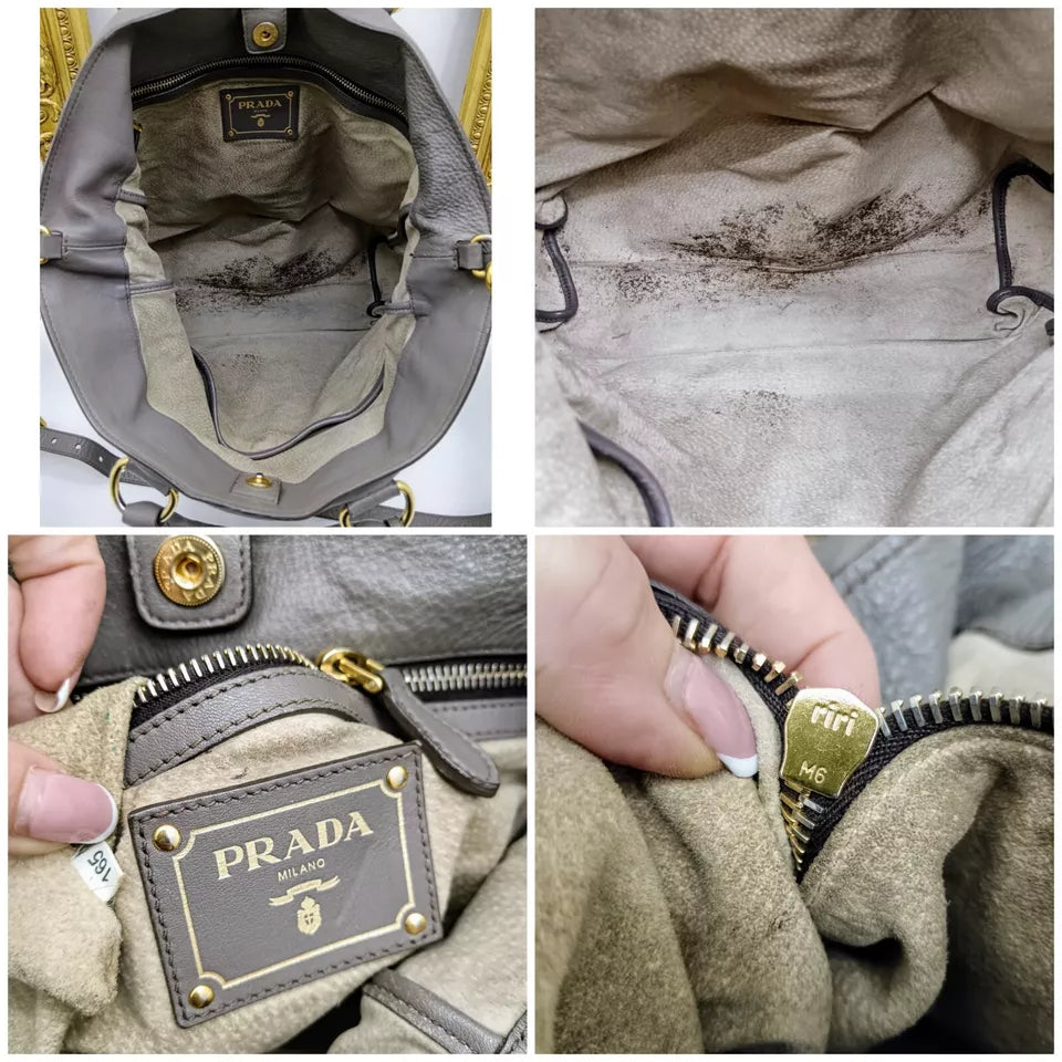 Prada – Shopper a Mano oppure a Tracolla in Pelle Grigia
