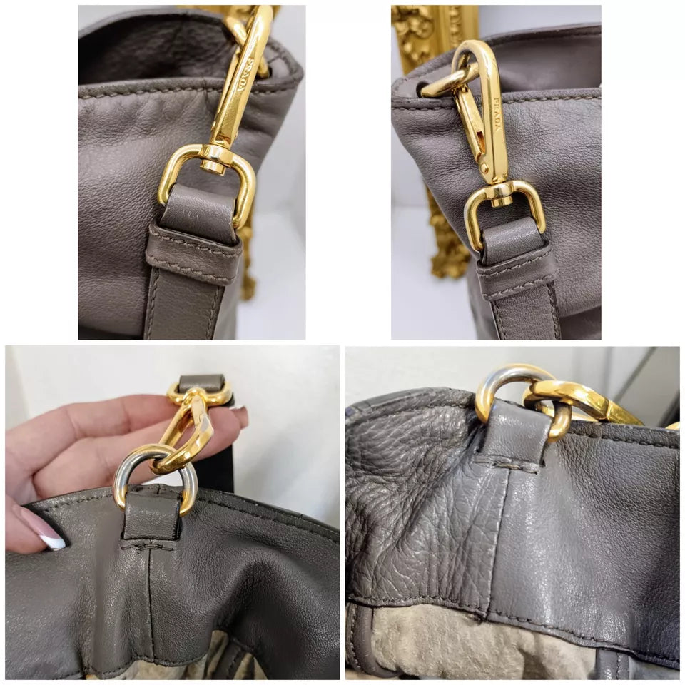 Prada – Shopper a Mano oppure a Tracolla in Pelle Grigia
