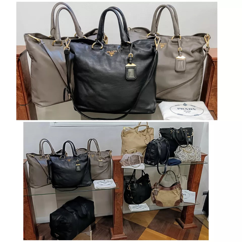 Prada – Shopper a Mano oppure a Tracolla in Pelle Grigia