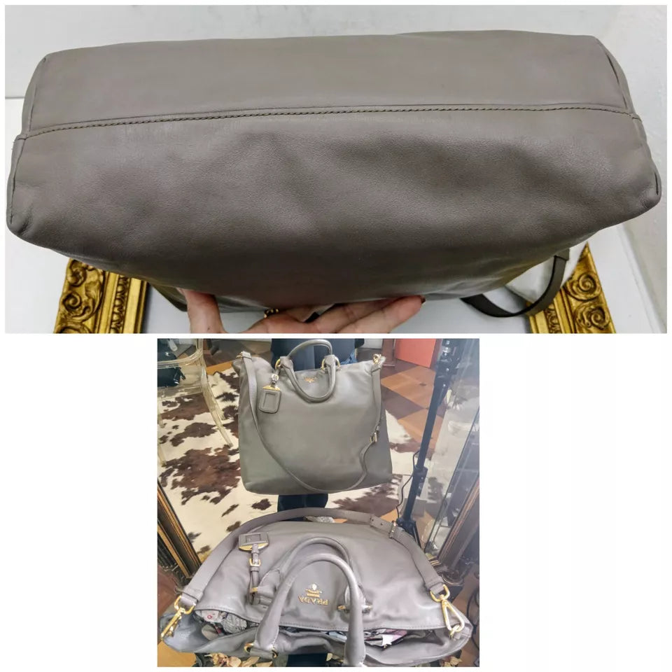 Prada – Shopper a Mano oppure a Tracolla in Pelle Grigia