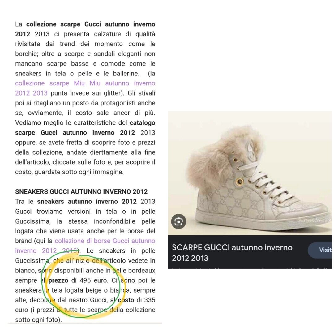 Gucci – Sneakers "Coda" Alte Pelle Guccissima Bordi in Pelliccia