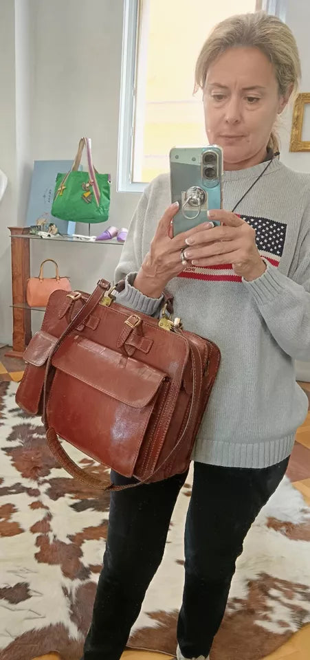 The Bridge – Cartella Porta Ombrello Linea Story in Pelle Marrone Vintage