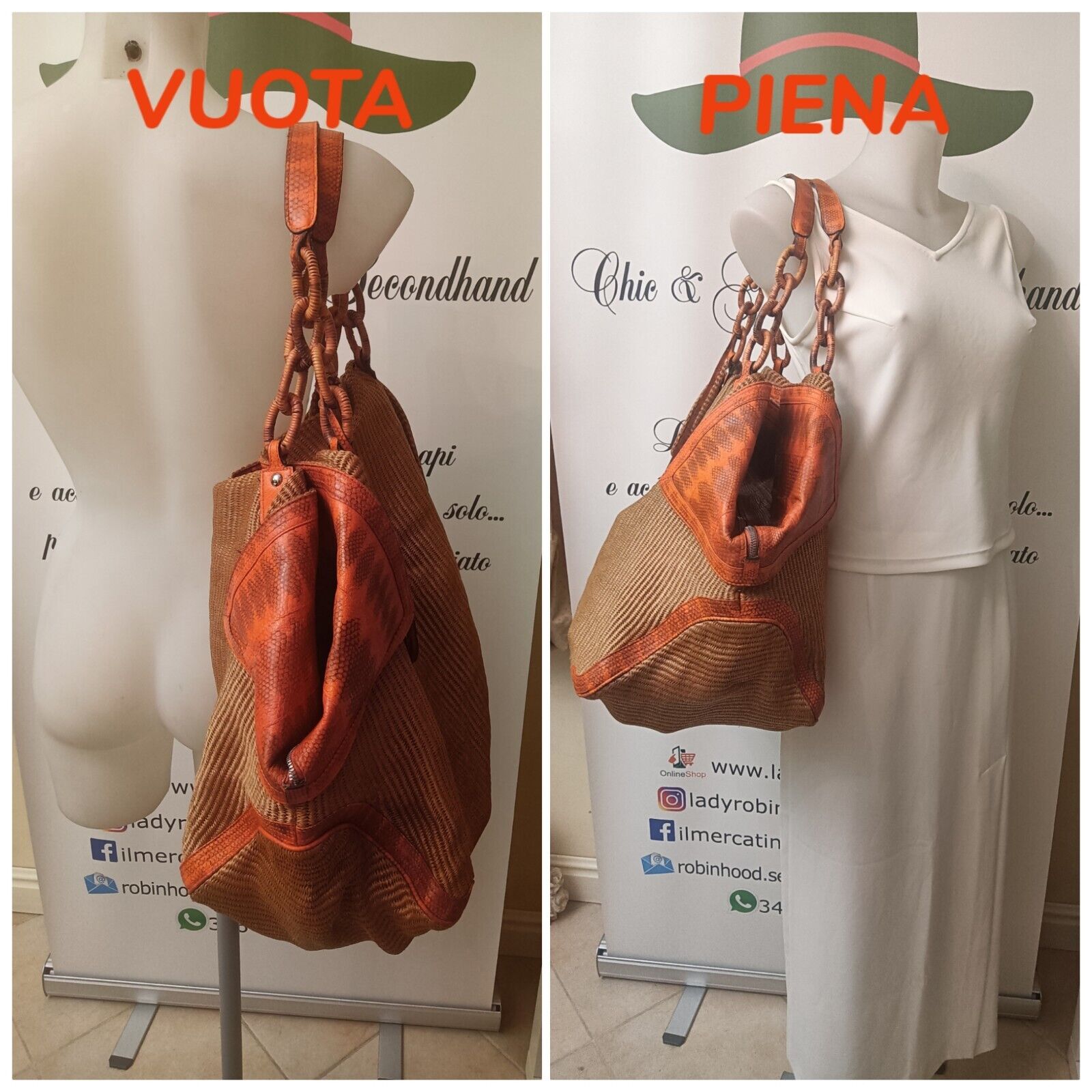 Ferragamo Salvatore - Borsa Shopper gigante in Rafia e vero Rettile