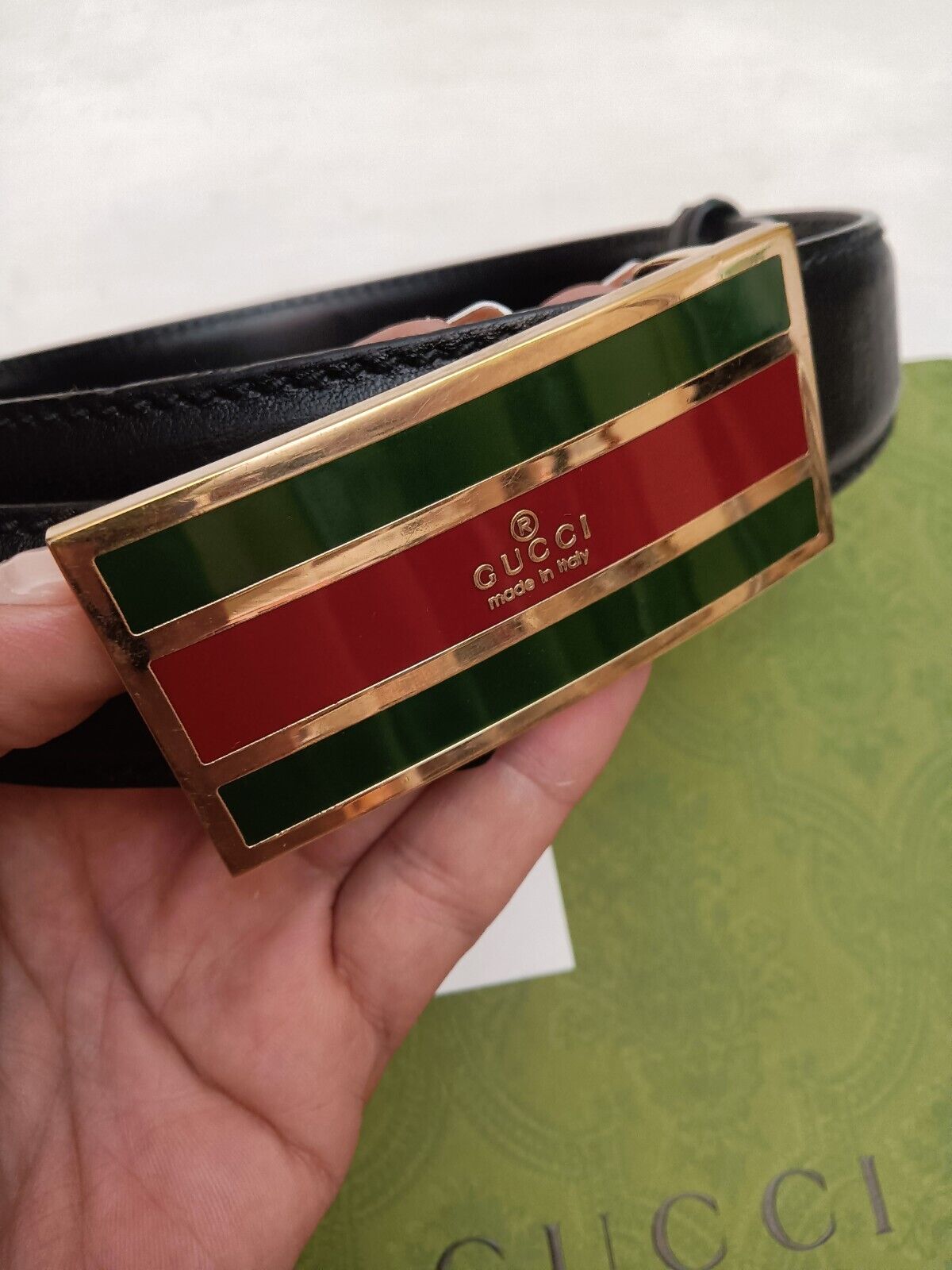 Gucci – Cintura in Pelle Nera con Fibbia Web