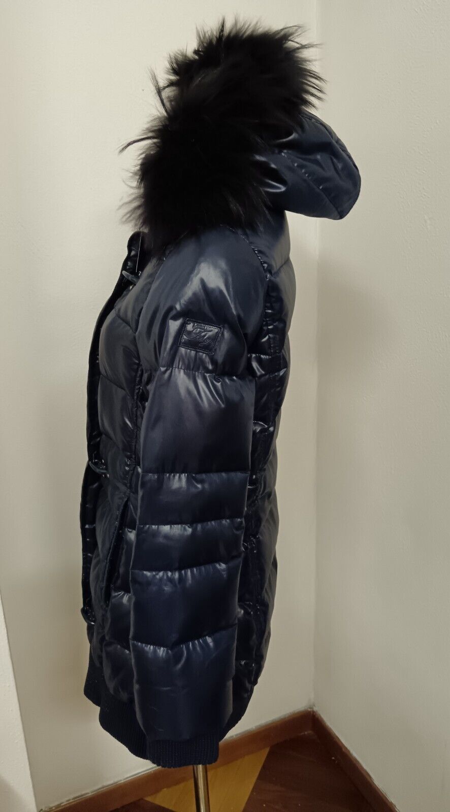Fay – Piumino Piuma D’Oca Nylon Blu Cappuccio Pelo
