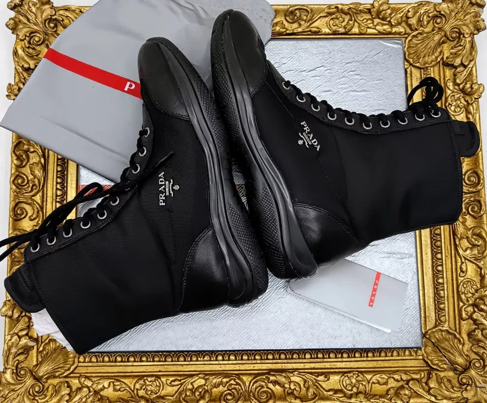 Prada – Stivaletti Sneakers Nappa e Gabardine Tech Nere Full Set
