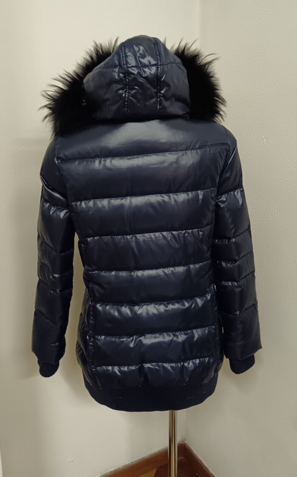 Fay – Piumino Piuma D’Oca Nylon Blu Cappuccio Pelo