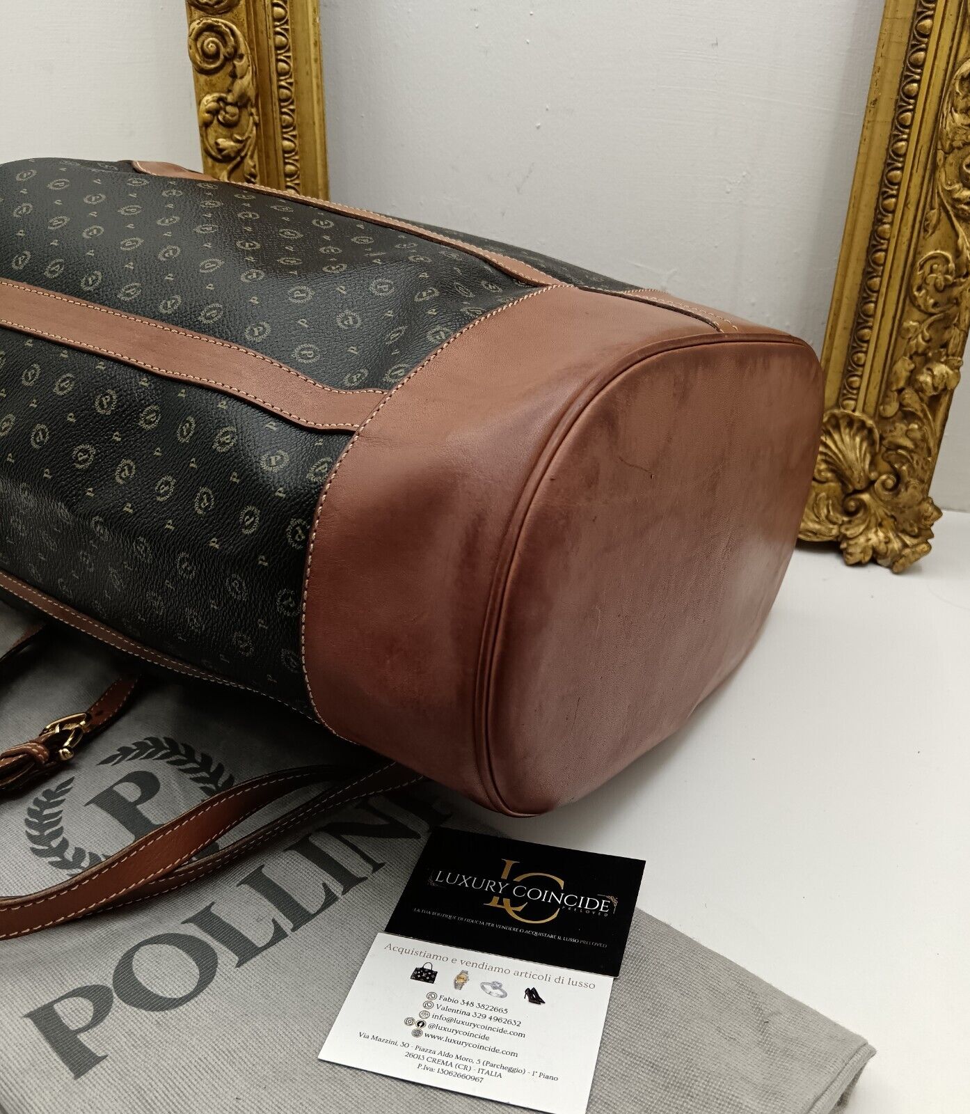 Pollini – Zaino Secchiello a Spalla Misura Gigante Pelle Monogram Vintage