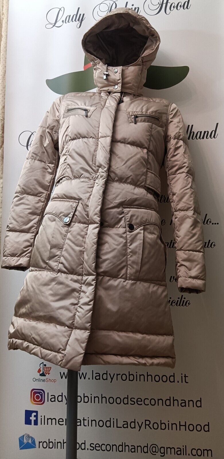 Add – Piumino Imbottito Donna con Martingala e cappuccio