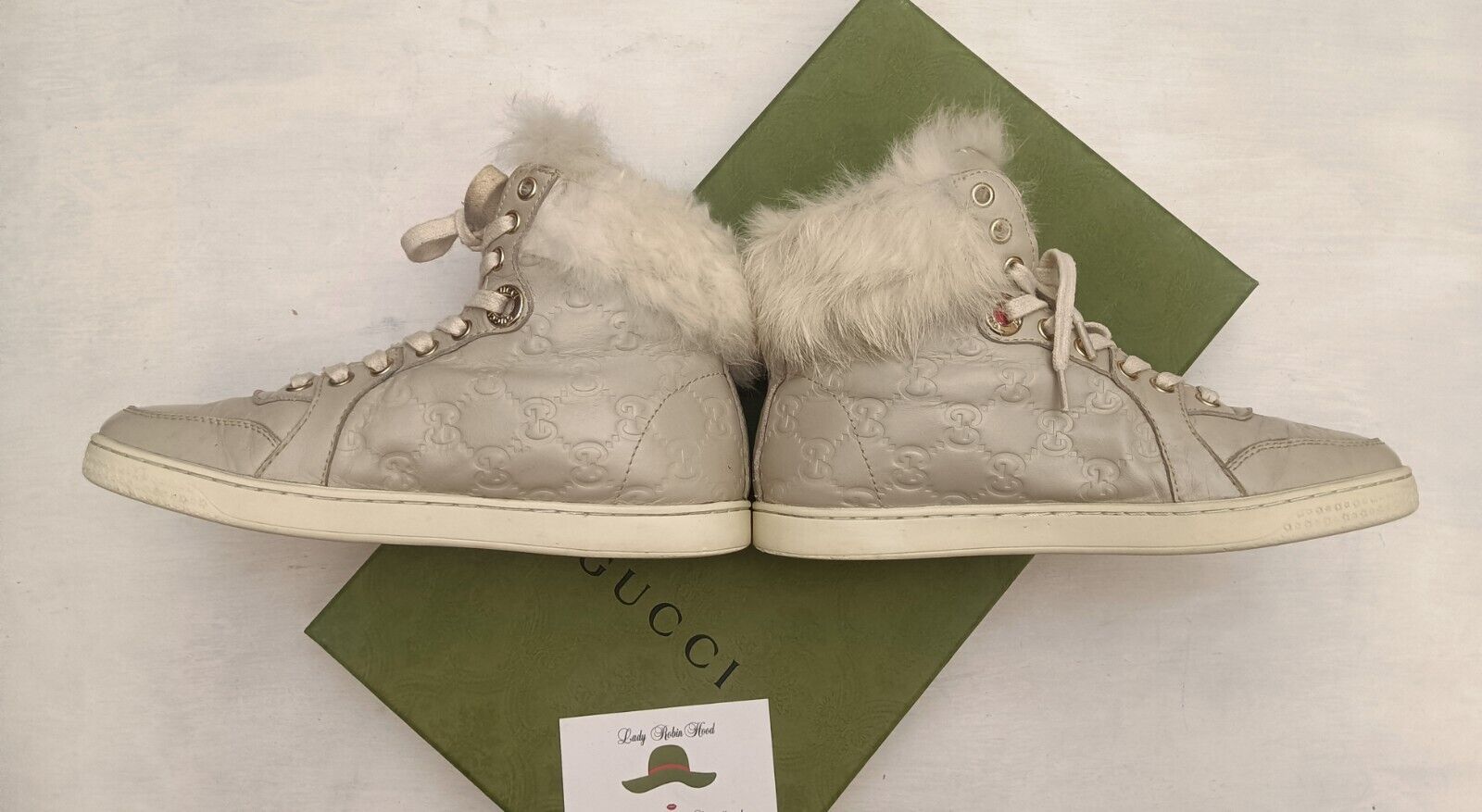 Gucci – Sneakers "Coda" Alte Pelle Guccissima Bordi in Pelliccia