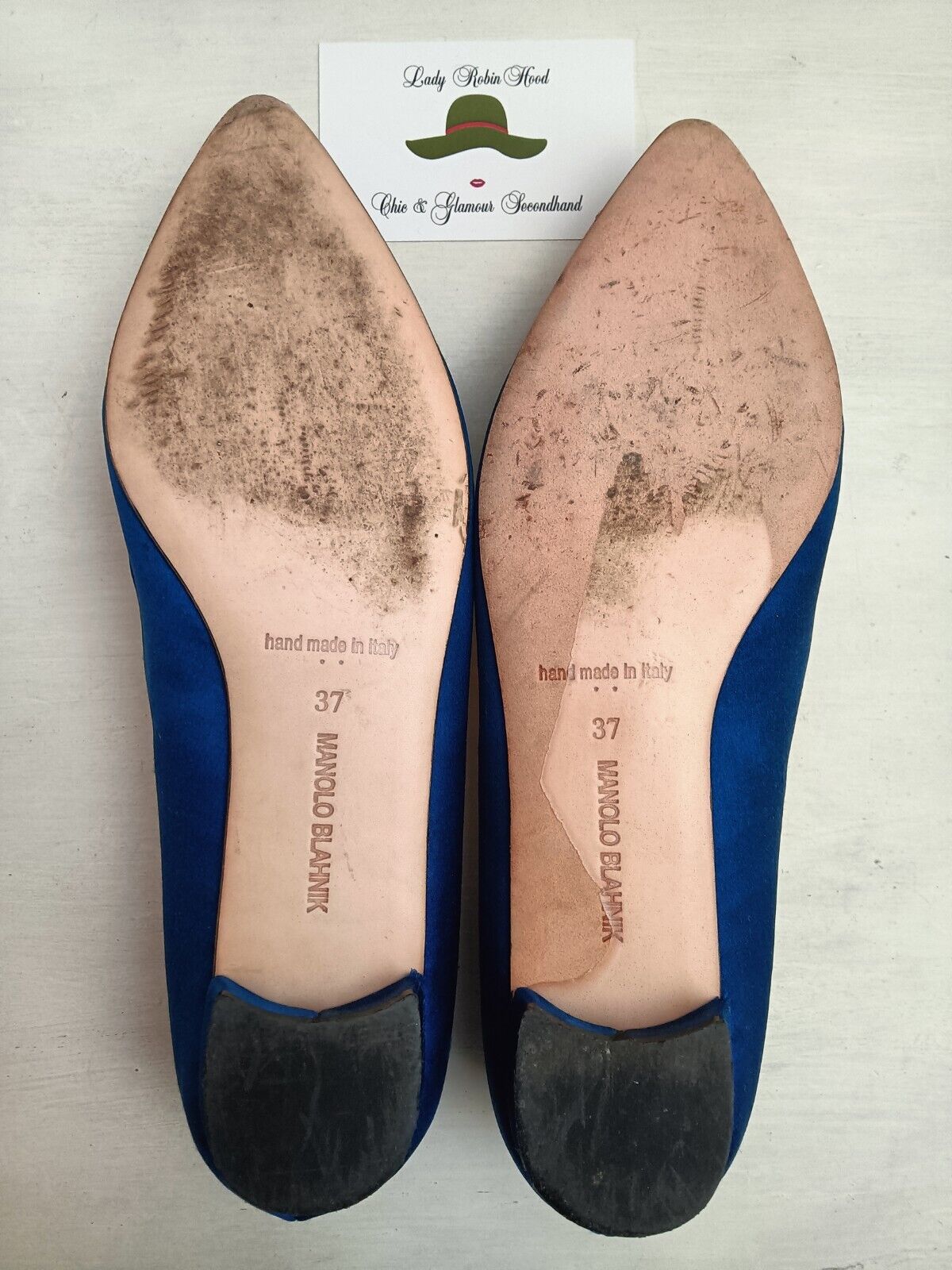 Manolo Blahnik – Ballerine Hangisi in Raso di Seta Blu Royal