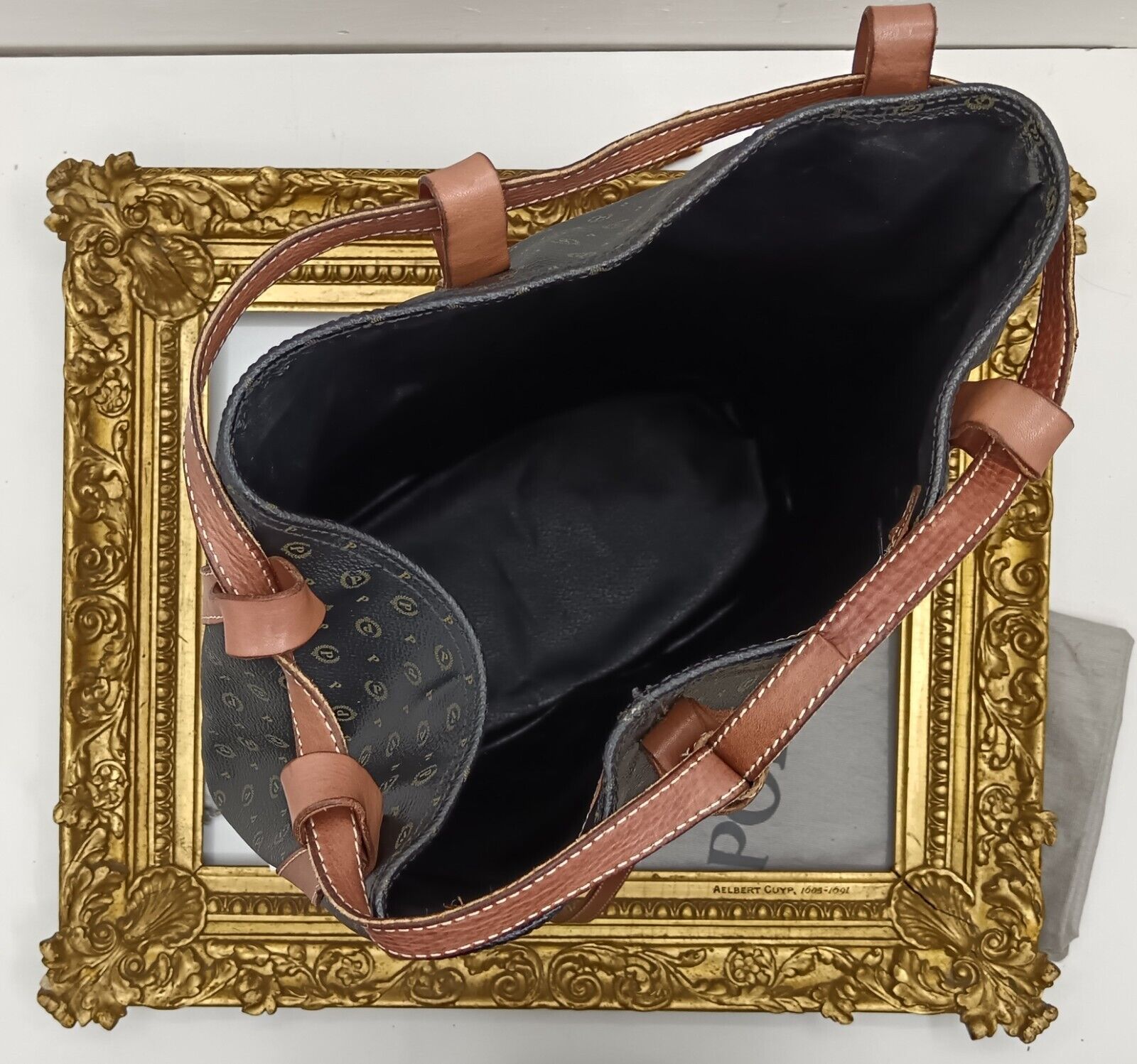 Pollini – Zaino Secchiello a Spalla Misura Gigante Pelle Monogram Vintage