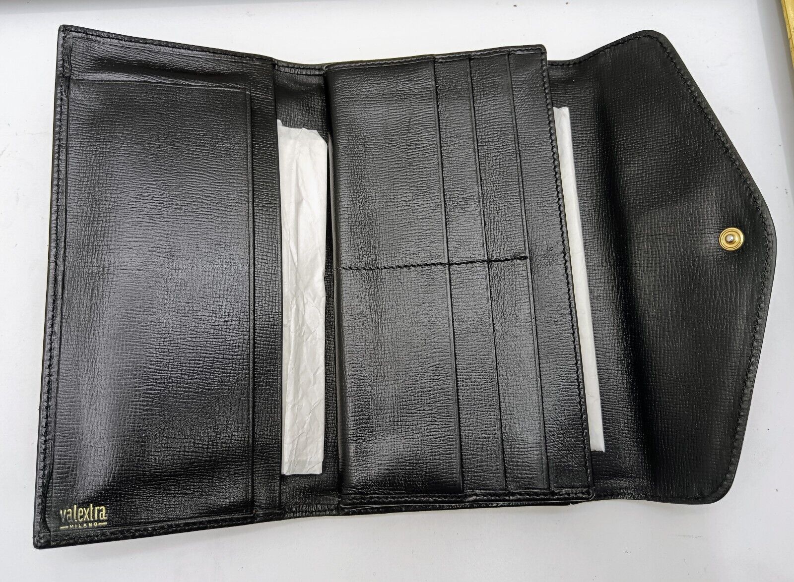 Valextra – Portafoglio Continental Donna Pelle Nera Vintage