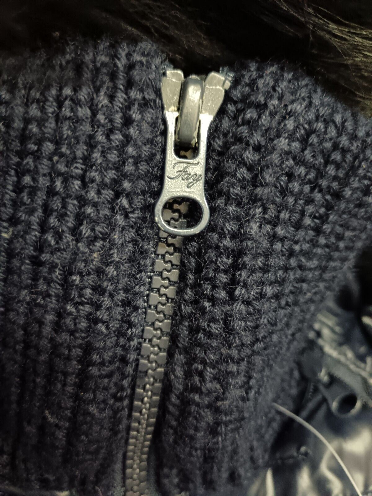 Fay – Piumino Piuma D’Oca Nylon Blu Cappuccio Pelo