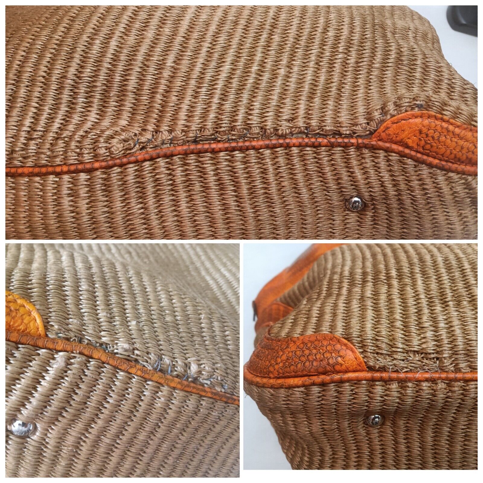 Ferragamo Salvatore - Borsa Shopper gigante in Rafia e vero Rettile