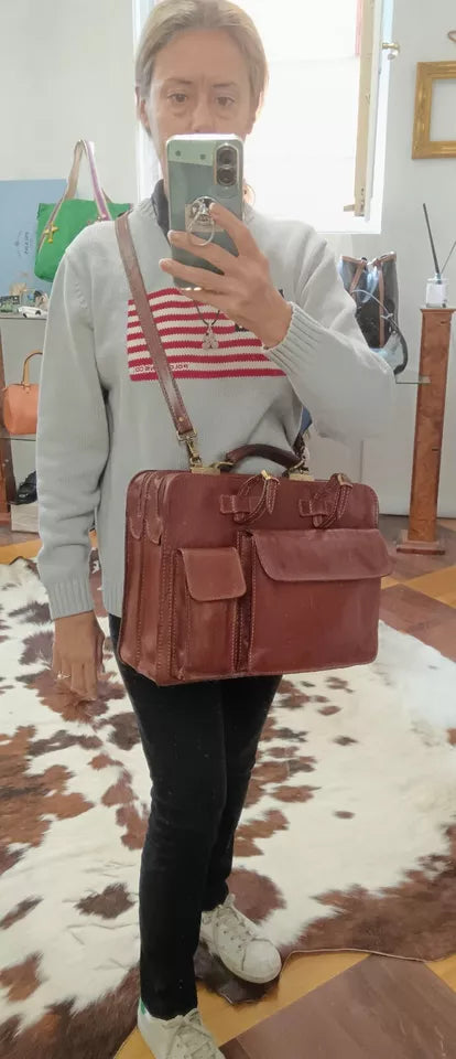 The Bridge – Cartella Porta Ombrello Linea Story in Pelle Marrone Vintage