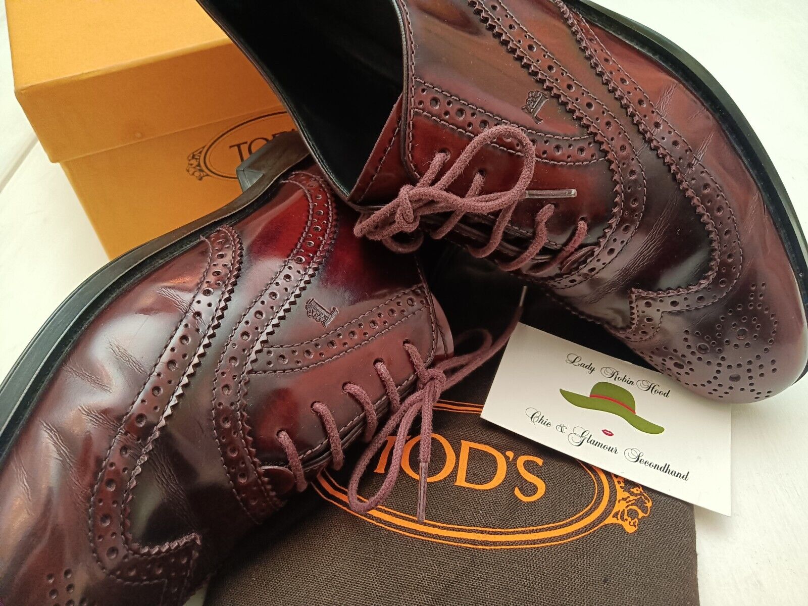 Tod’s - Scarpe Stringate Oxford Donna Pelle Bordeaux