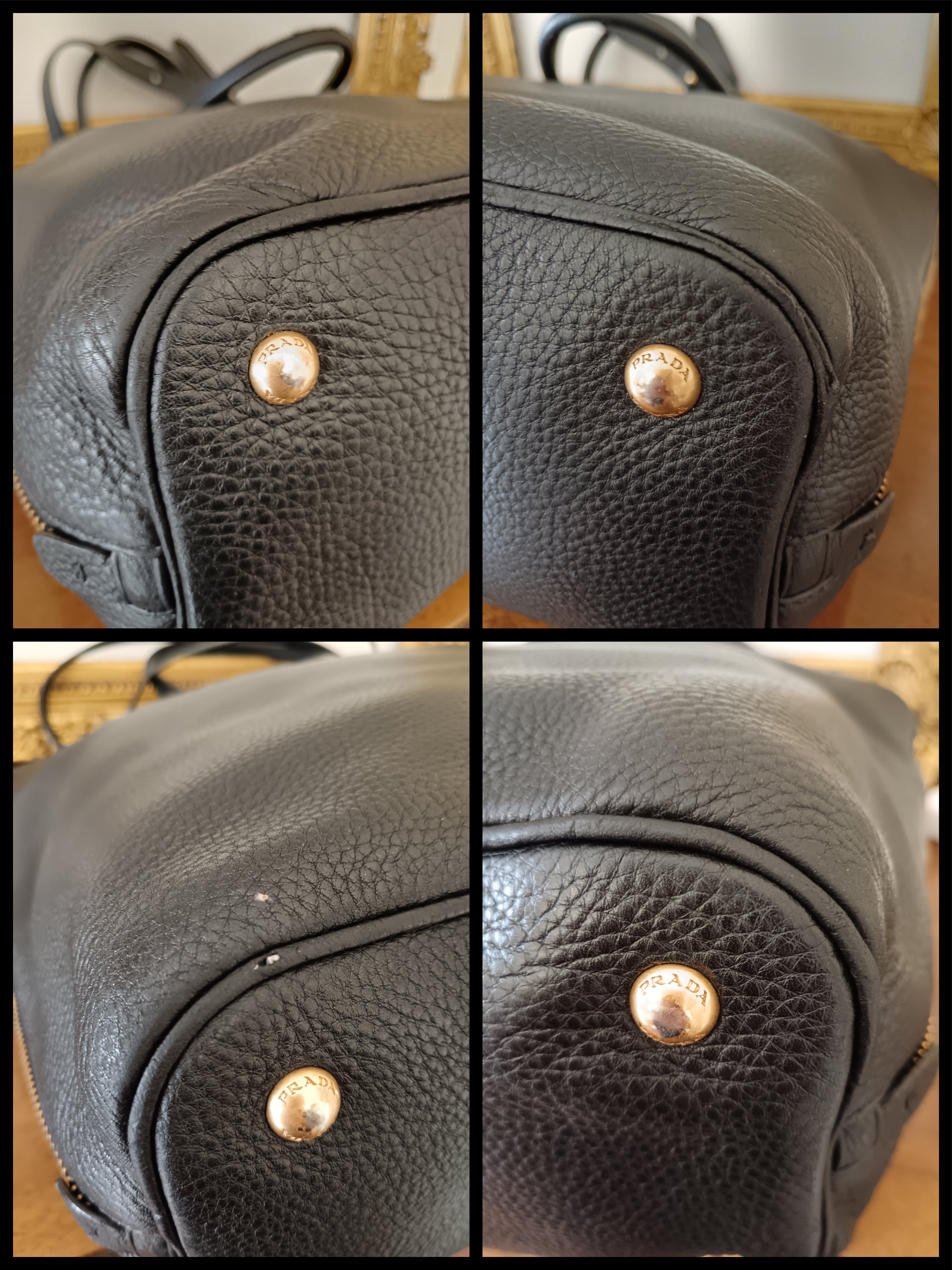 Prada - Shopper Espandibile in Pelle Martellata Nera