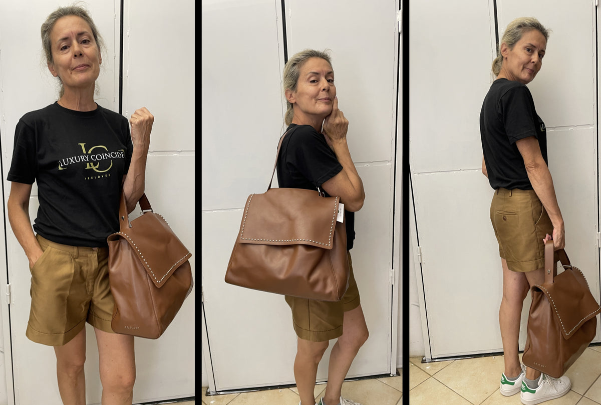 Orciani - Sveva Grande Pelle Liscia Cognac con borchiette