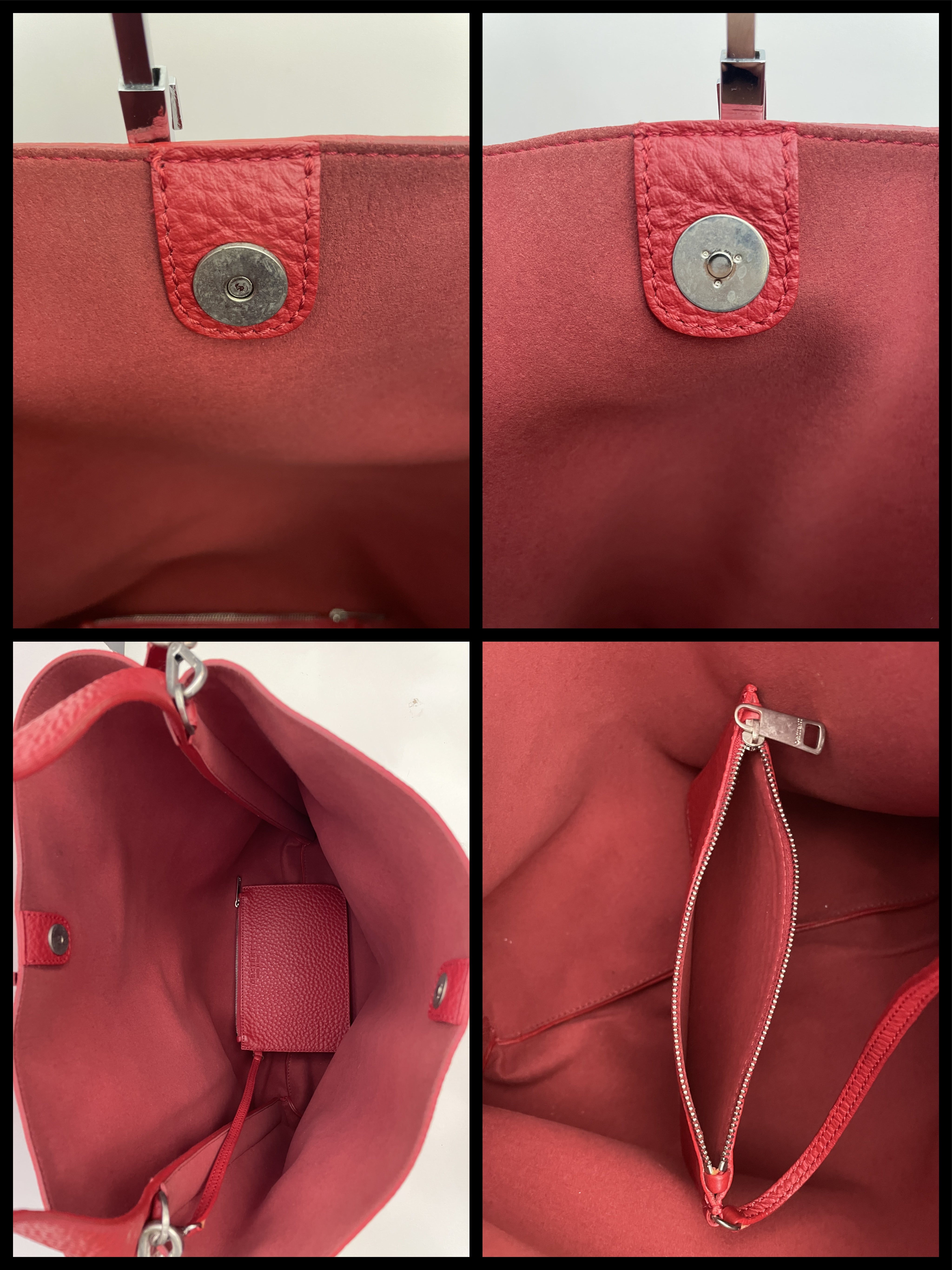 Orciani - Borsa A Spalla/Tracolla Piattina Pelle Rossa