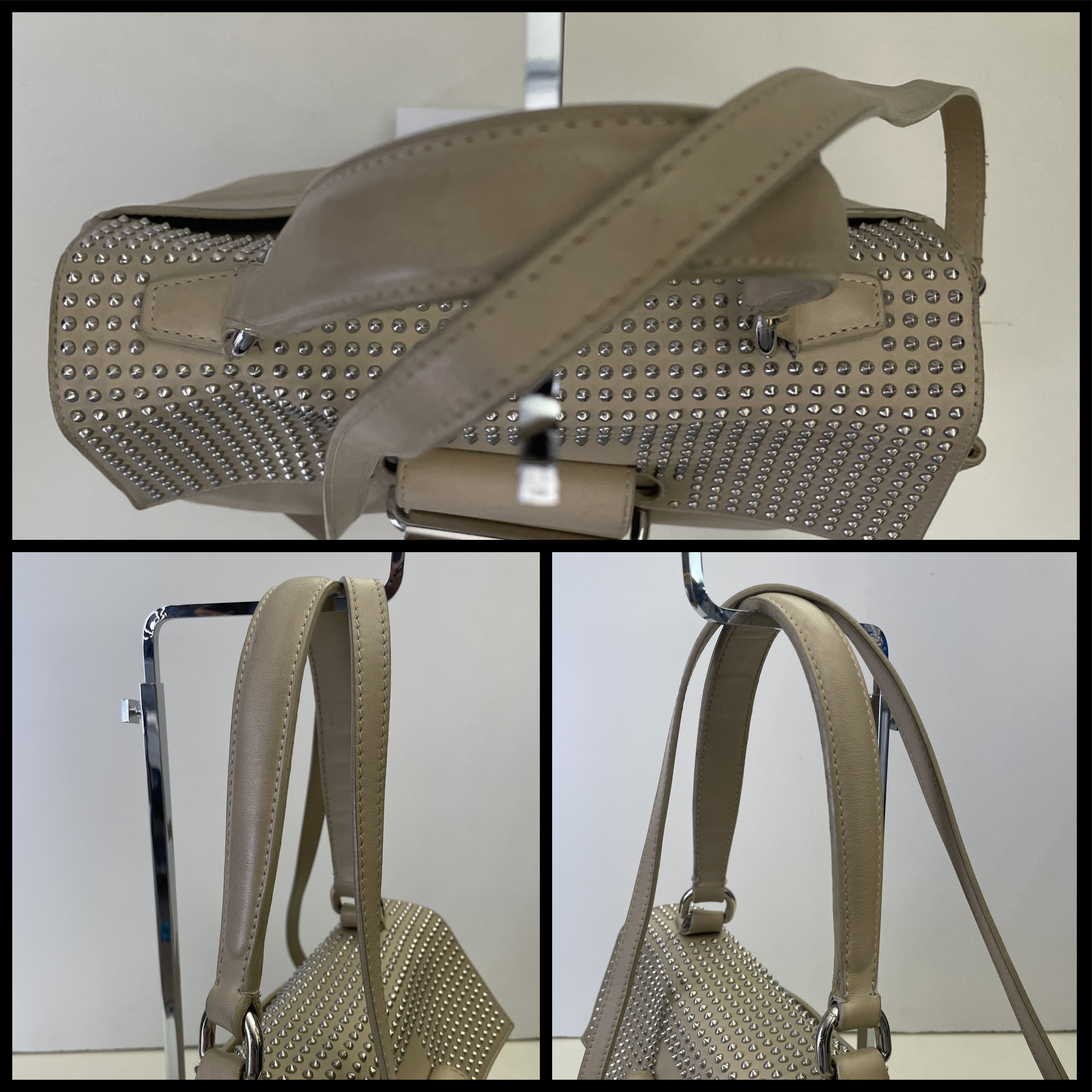 Orciani - Borsa A Spalla Pelle Beige Con Borchie