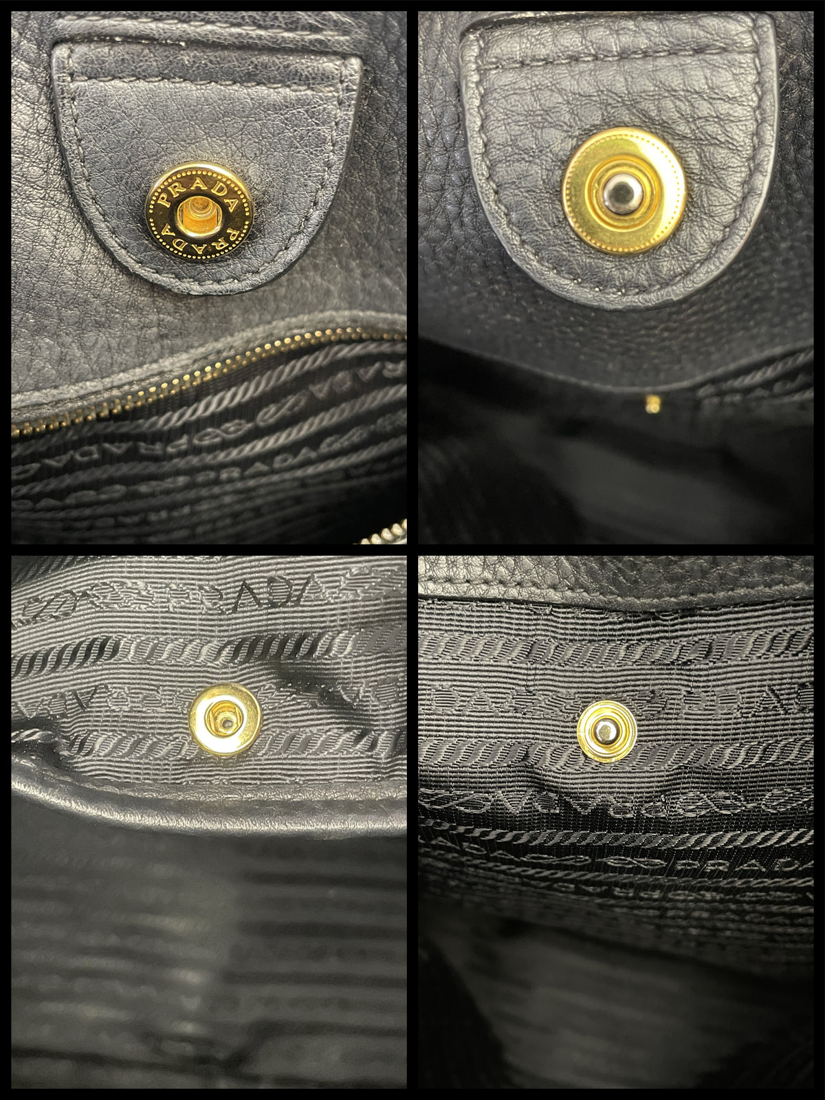 Prada - Shopper Espandibile in Pelle Martellata Nera Con Manici Corti