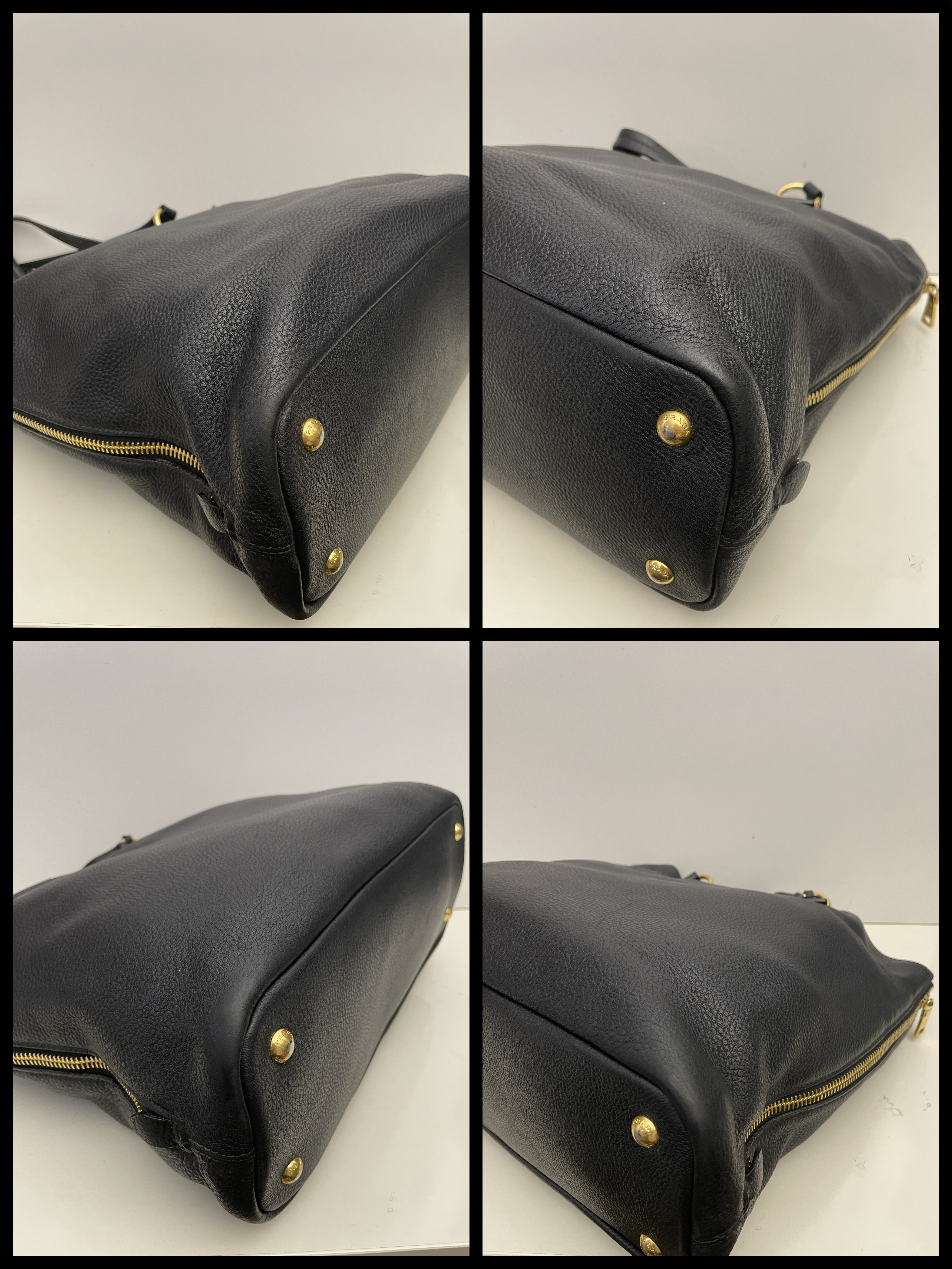 Prada - Shopper Espandibile in Pelle Martellata Nera