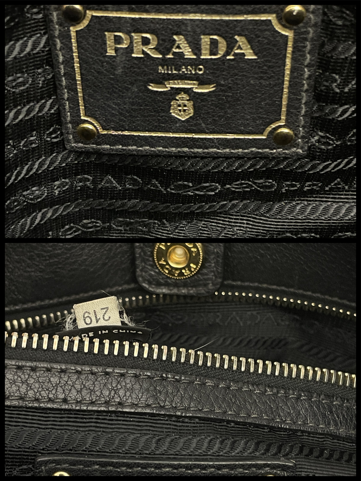 Prada - Shopper Espandibile in Pelle Martellata Nera