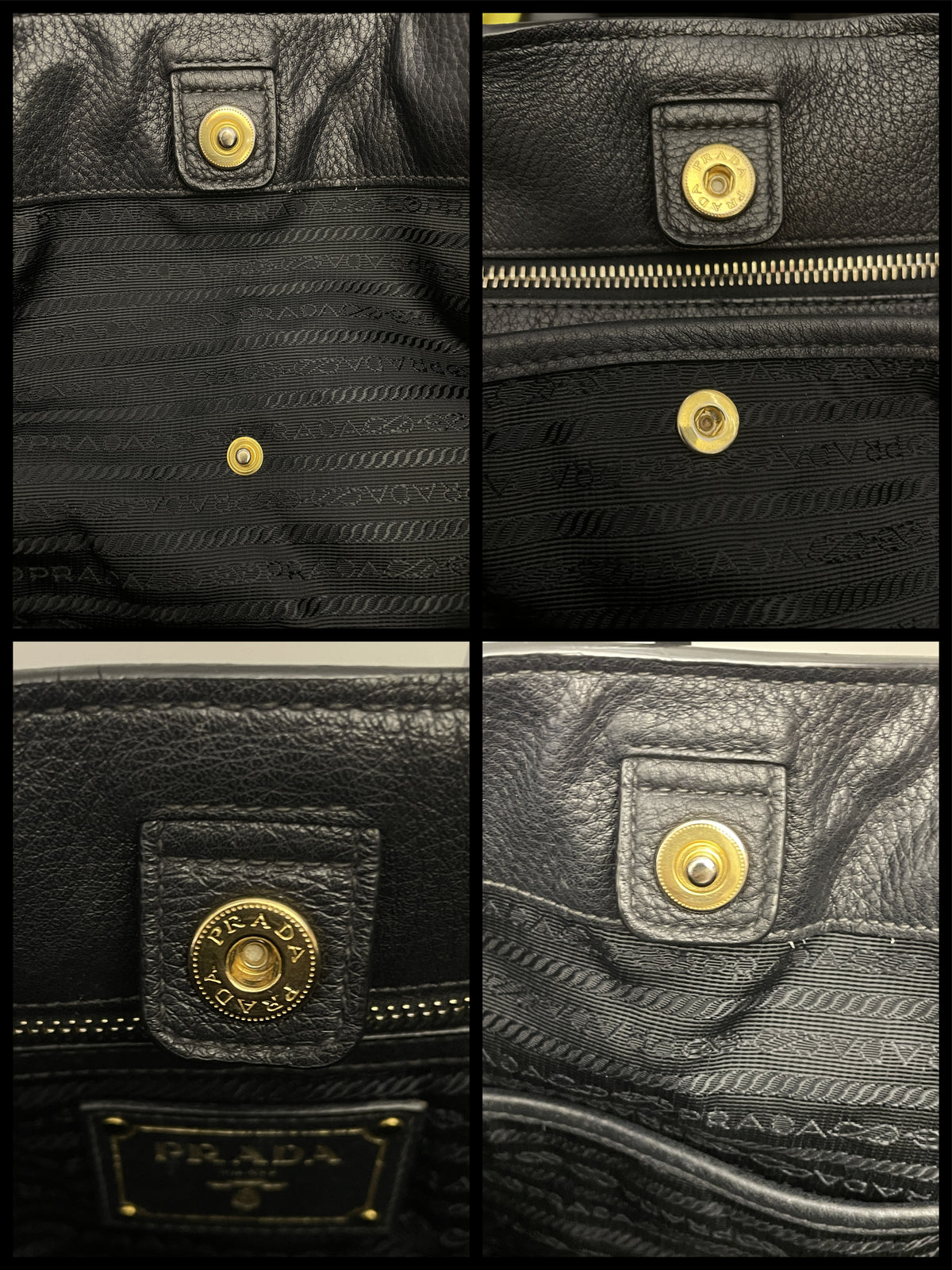 Prada - Shopper Espandibile in Pelle Martellata Nera