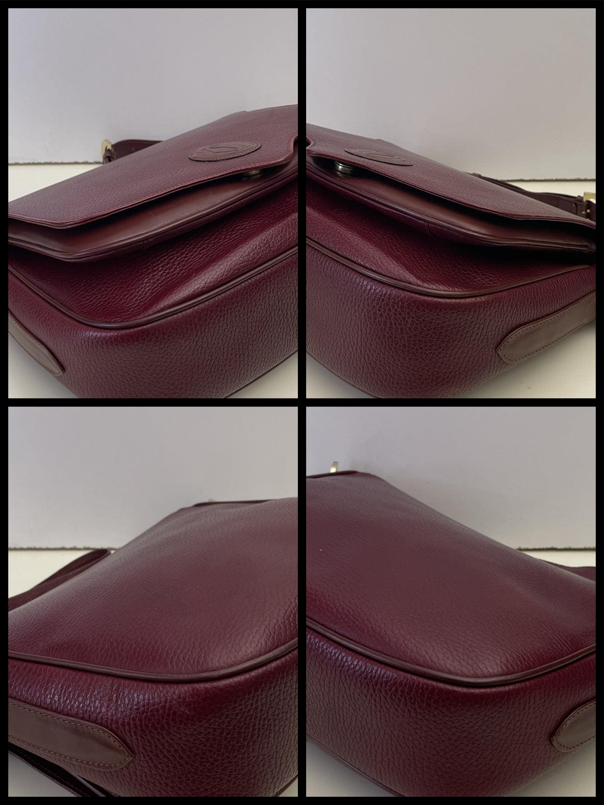Cartier - Camera Bag a Patta Intera Con Punta in Pelle Bordeaux Vintage