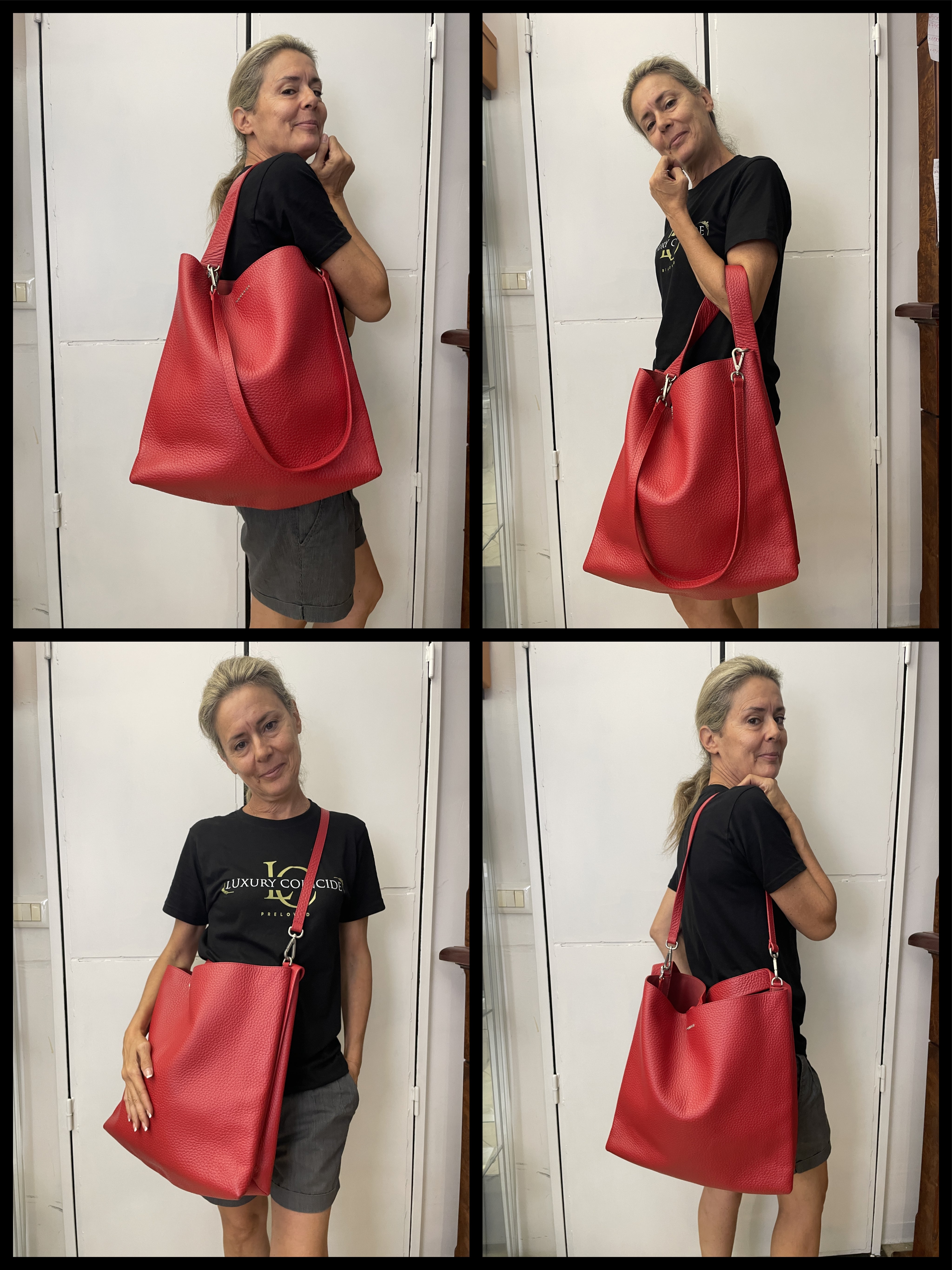 Orciani - Borsa A Spalla/Tracolla Piattina Pelle Rossa