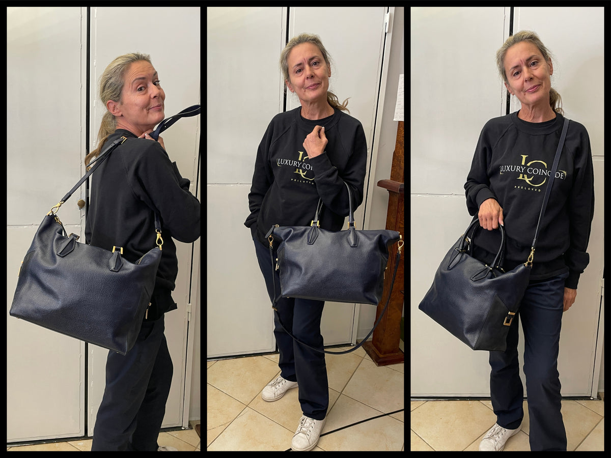 Tod's - Shopper In Pelle Blu e Suede Nero
