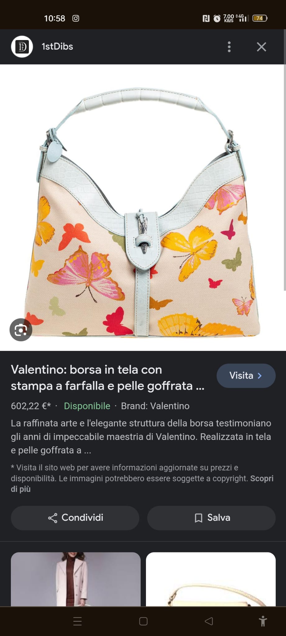 Valentino Garavani – Borsa Hobo in canapa con farfalle e pelle cocco azzurra
