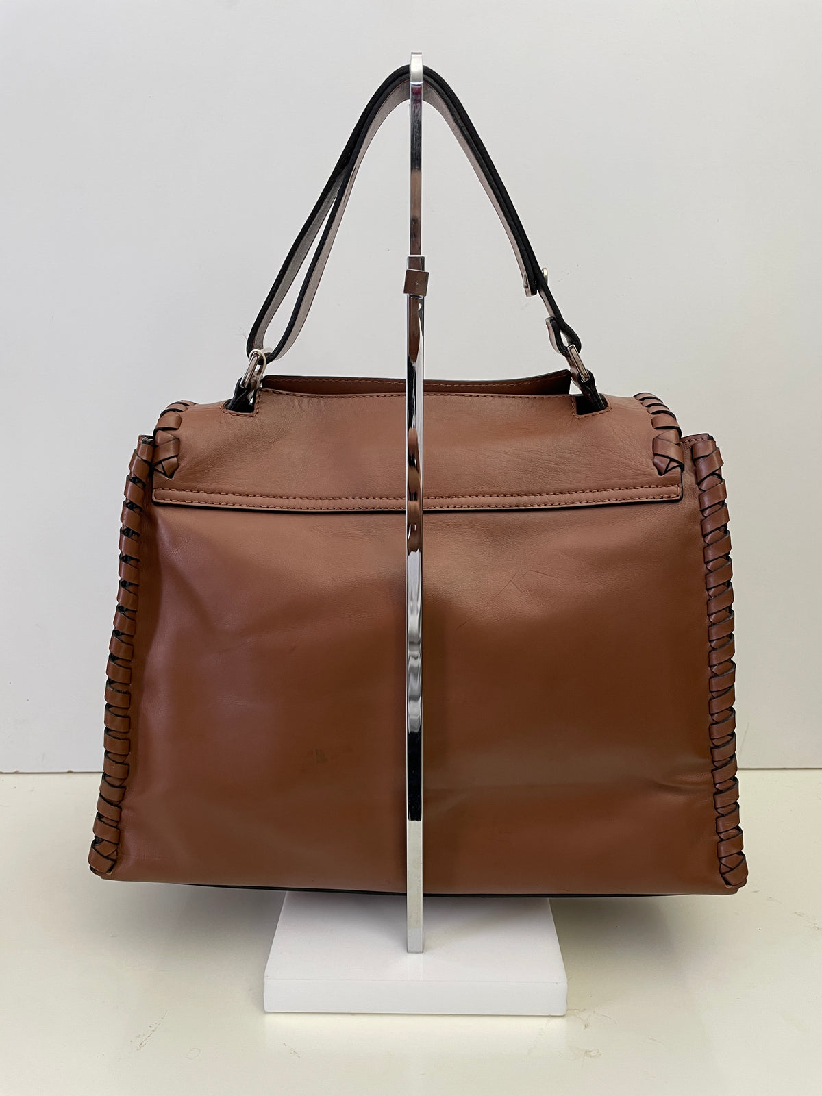 Orciani - Sveva Liberty Media Bordi Intrecciati Pelle Liscia Color Cuoio