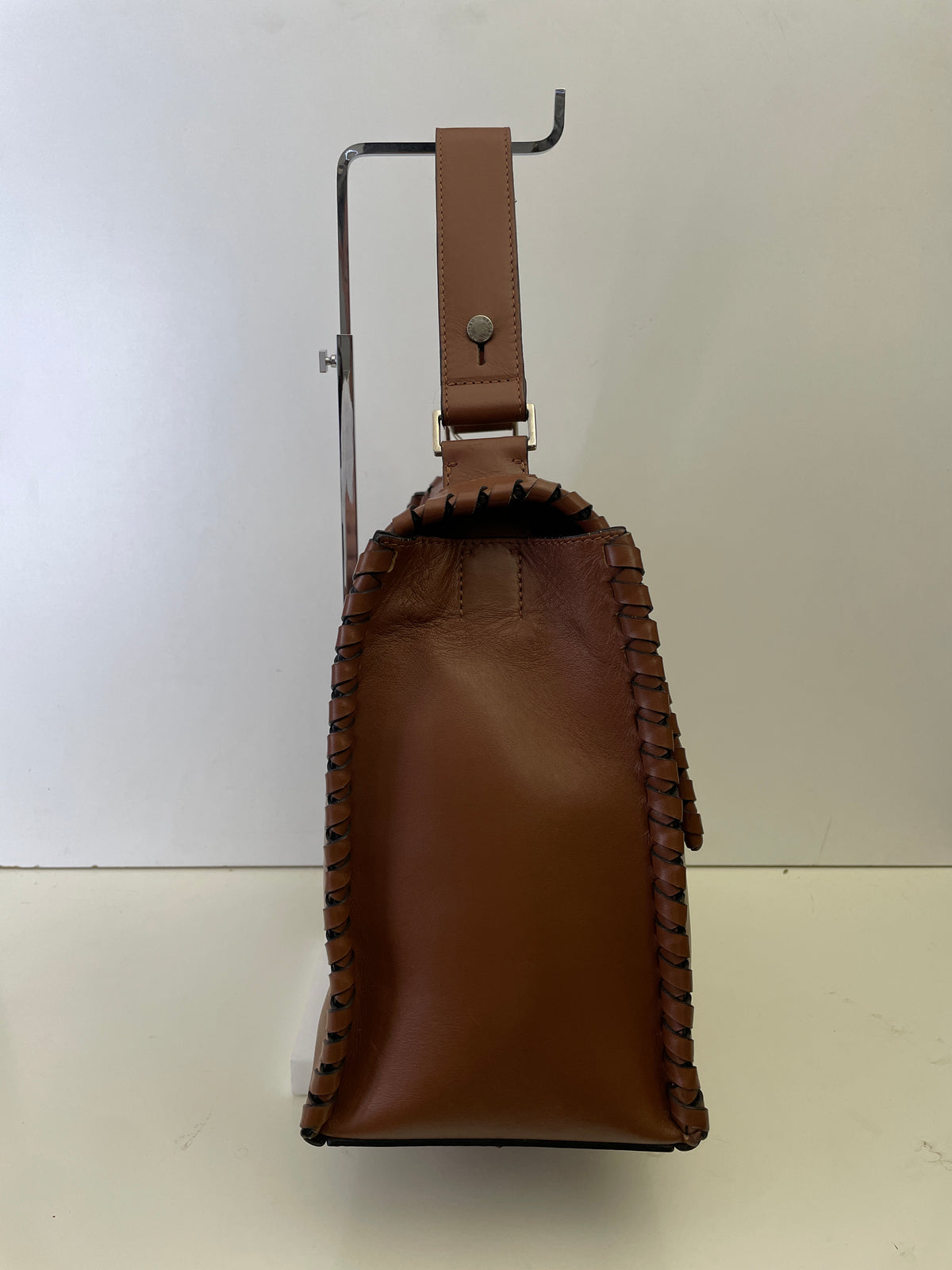 Orciani - Sveva Liberty Media Bordi Intrecciati Pelle Liscia Color Cuoio