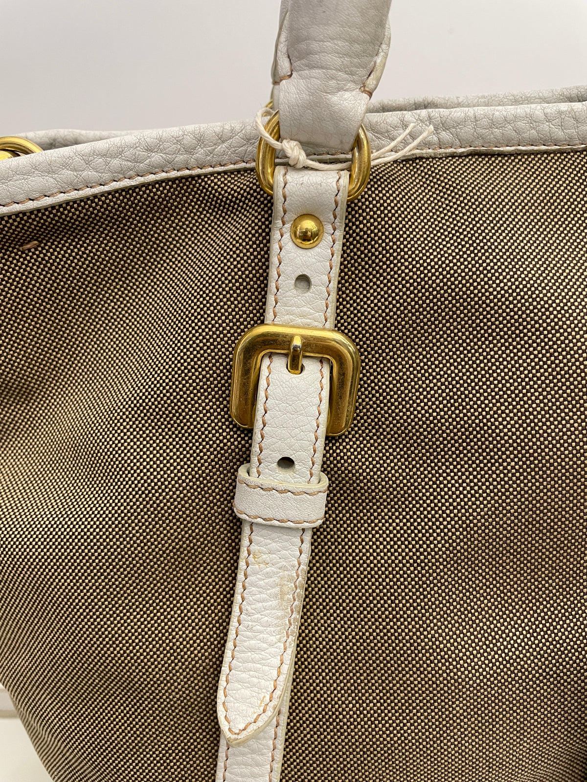 Prada - Tote/Mini Shopper Logo Jacquard Beige/Avorio con Tracolla