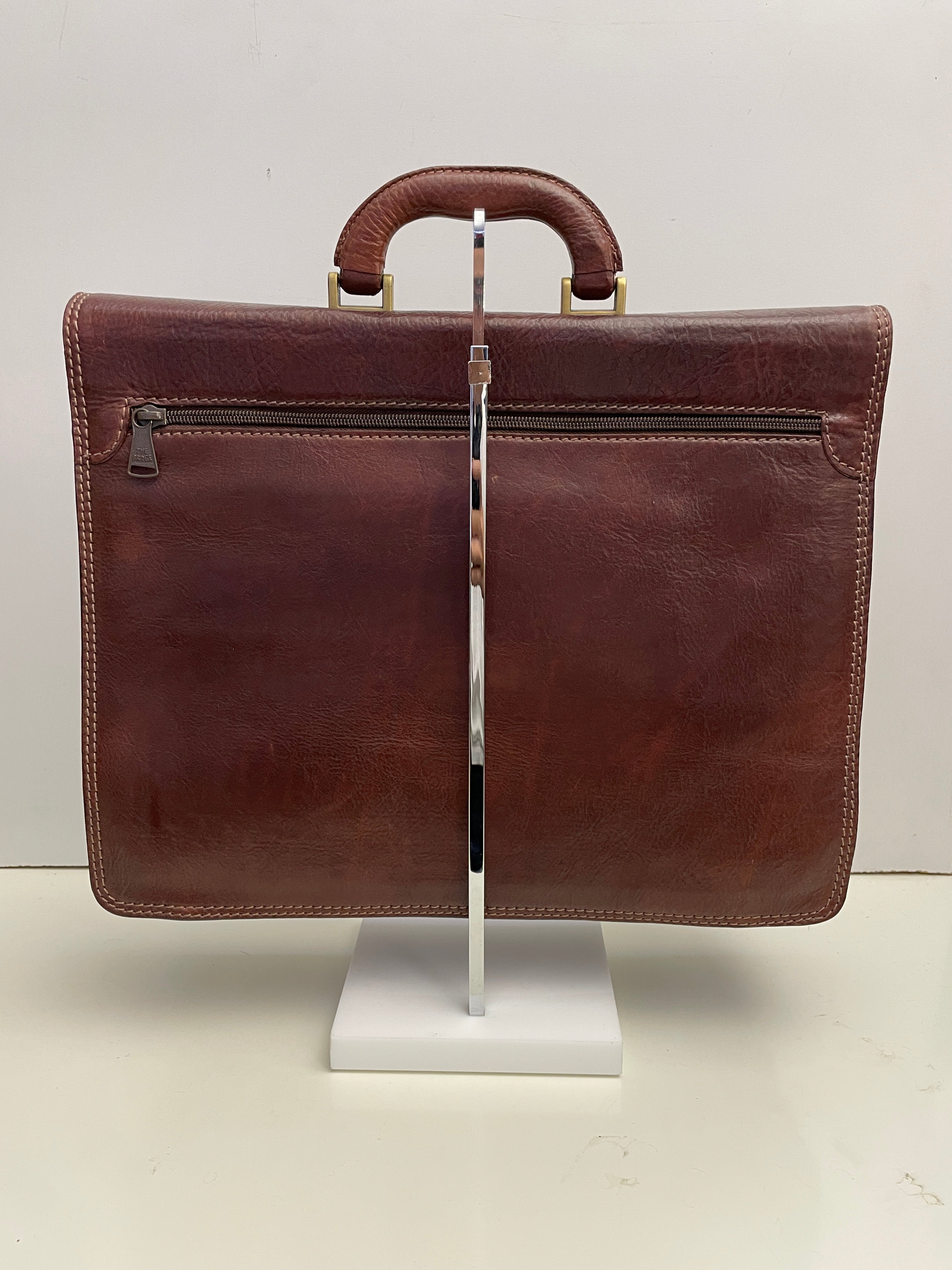 The Bridge - Cartella A Mano In Pelle Marrone Con Dustbag verde
