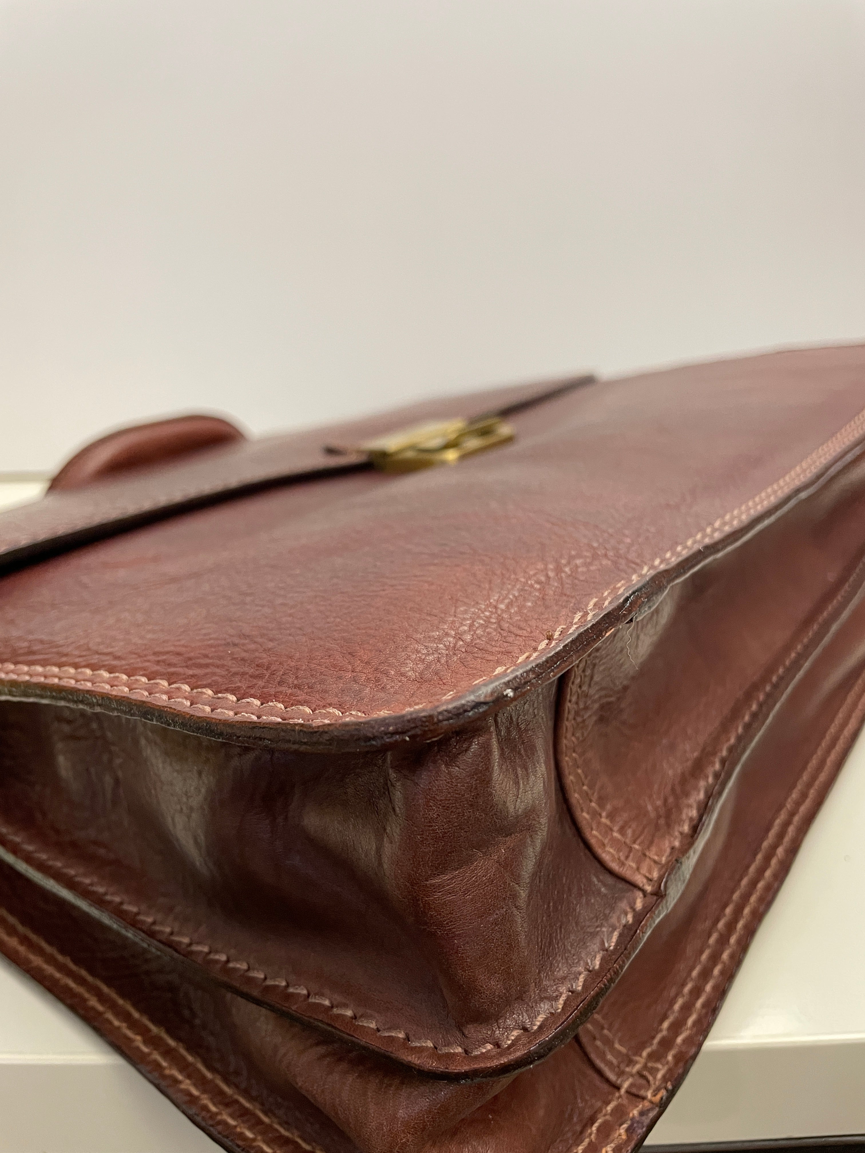 The Bridge - Cartella A Mano In Pelle Marrone Con Dustbag verde