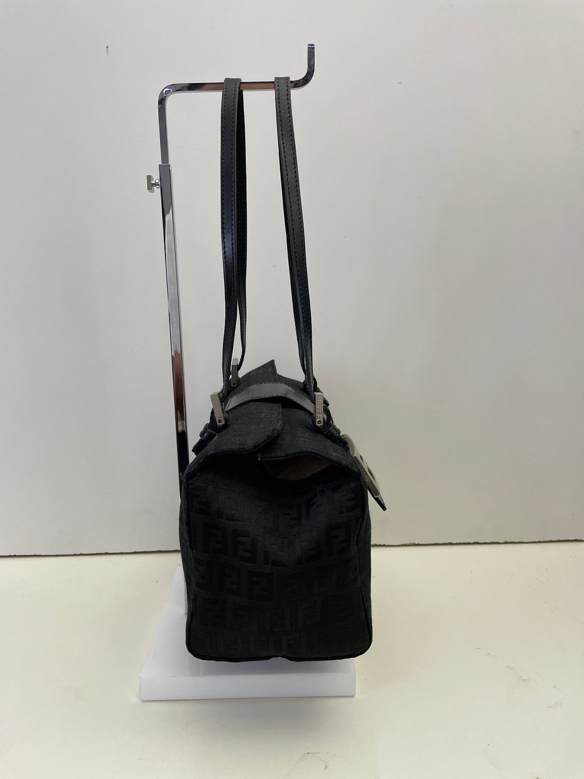 Fendi - Baguette Mini Tote Tessuto Zucchino Nero E Inserti In Pelle Nera