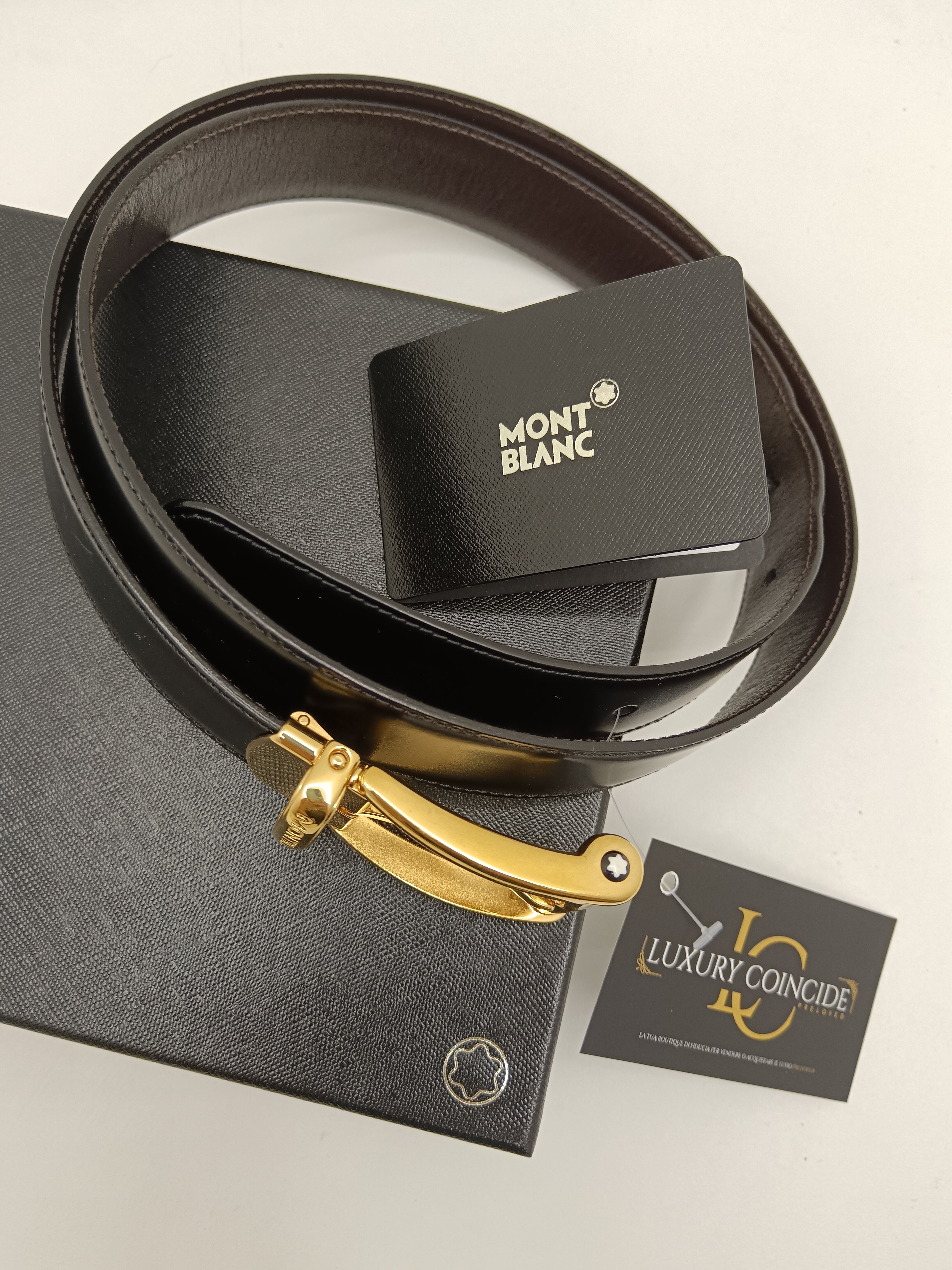 Montblanc Cintura da Uomo Reversibile pelle nera Nuova Full Set