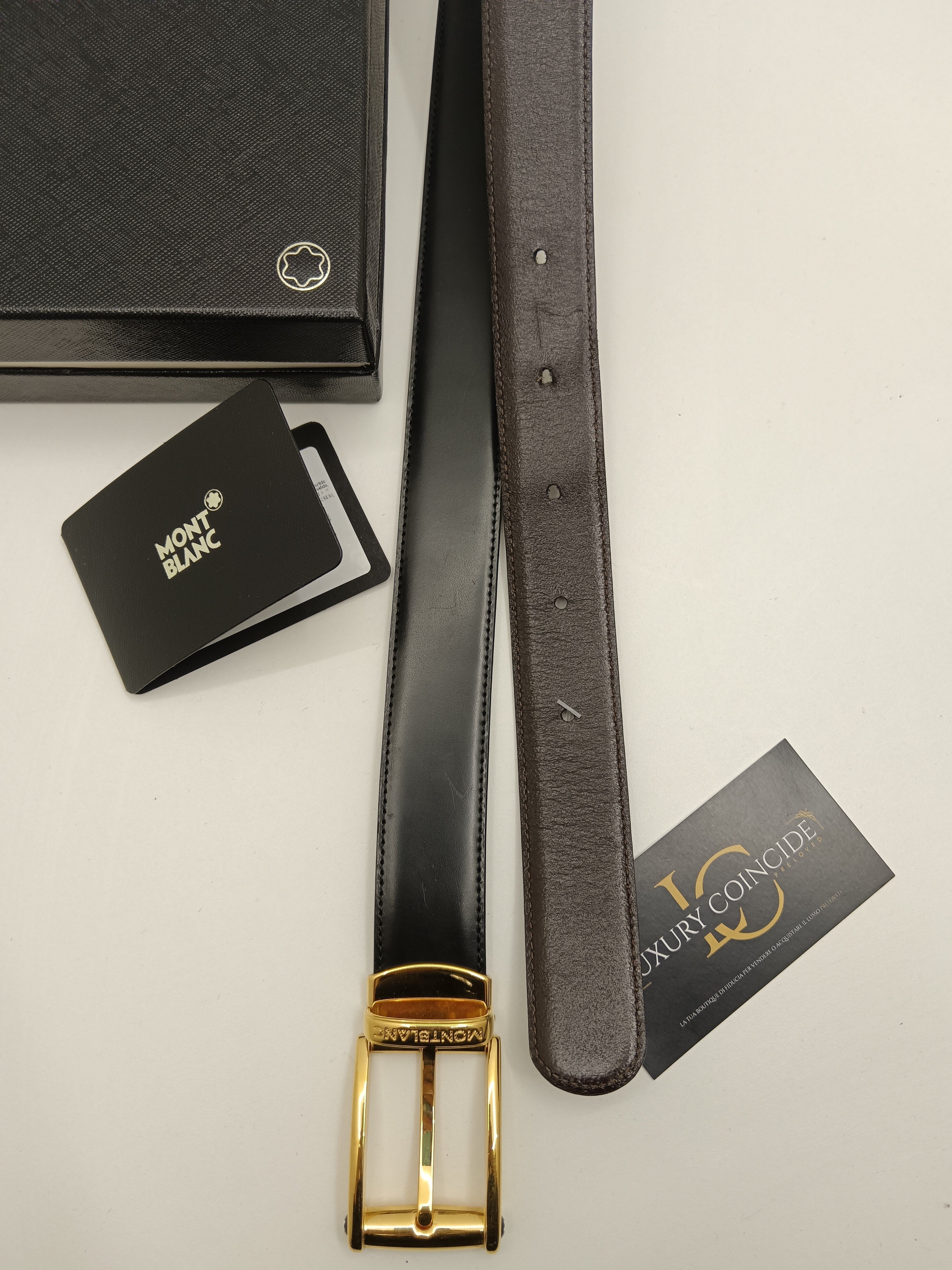 Montblanc Cintura da Uomo Reversibile pelle nera Nuova Full Set