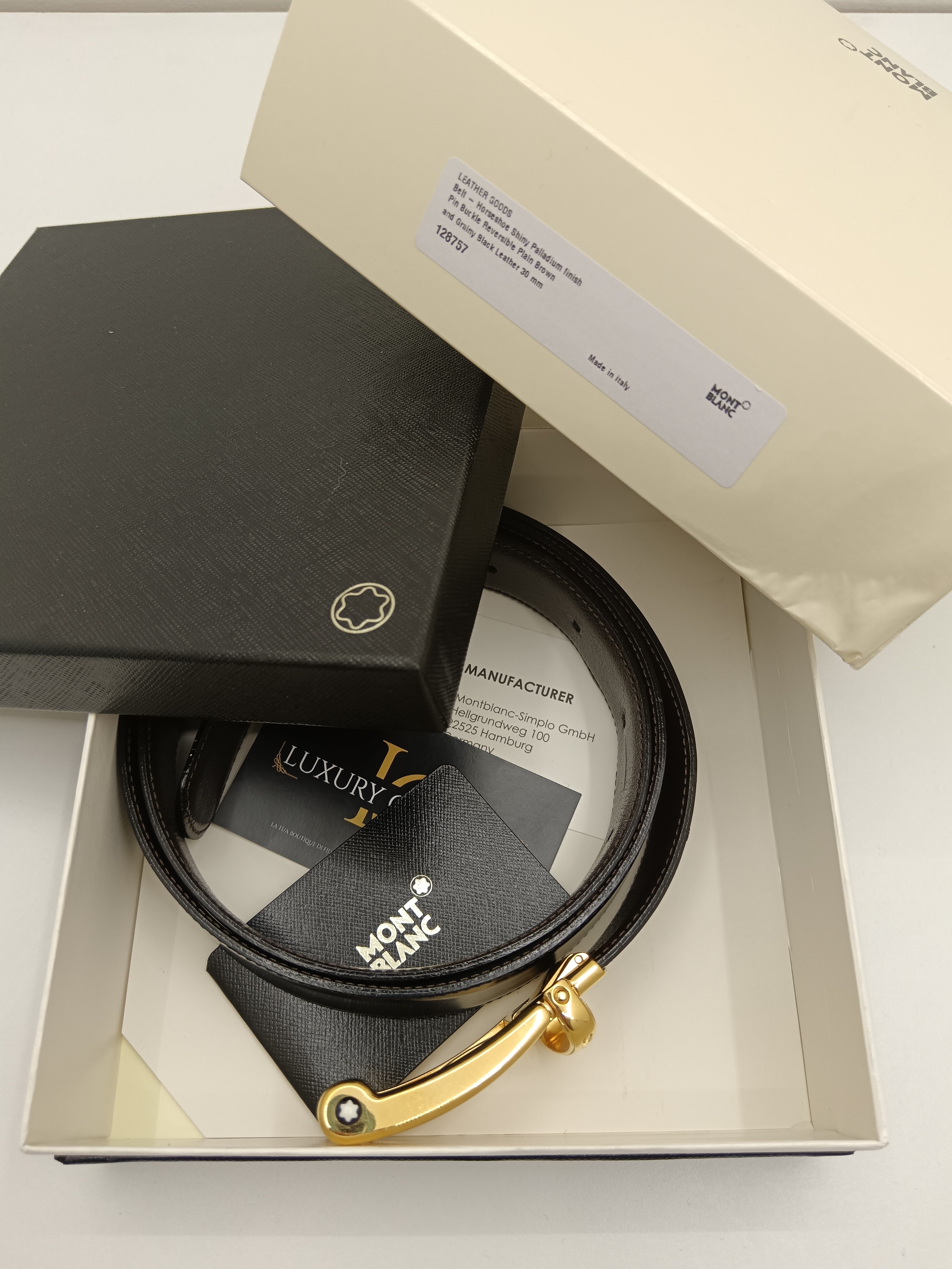 Montblanc Cintura da Uomo Reversibile pelle nera Nuova Full Set