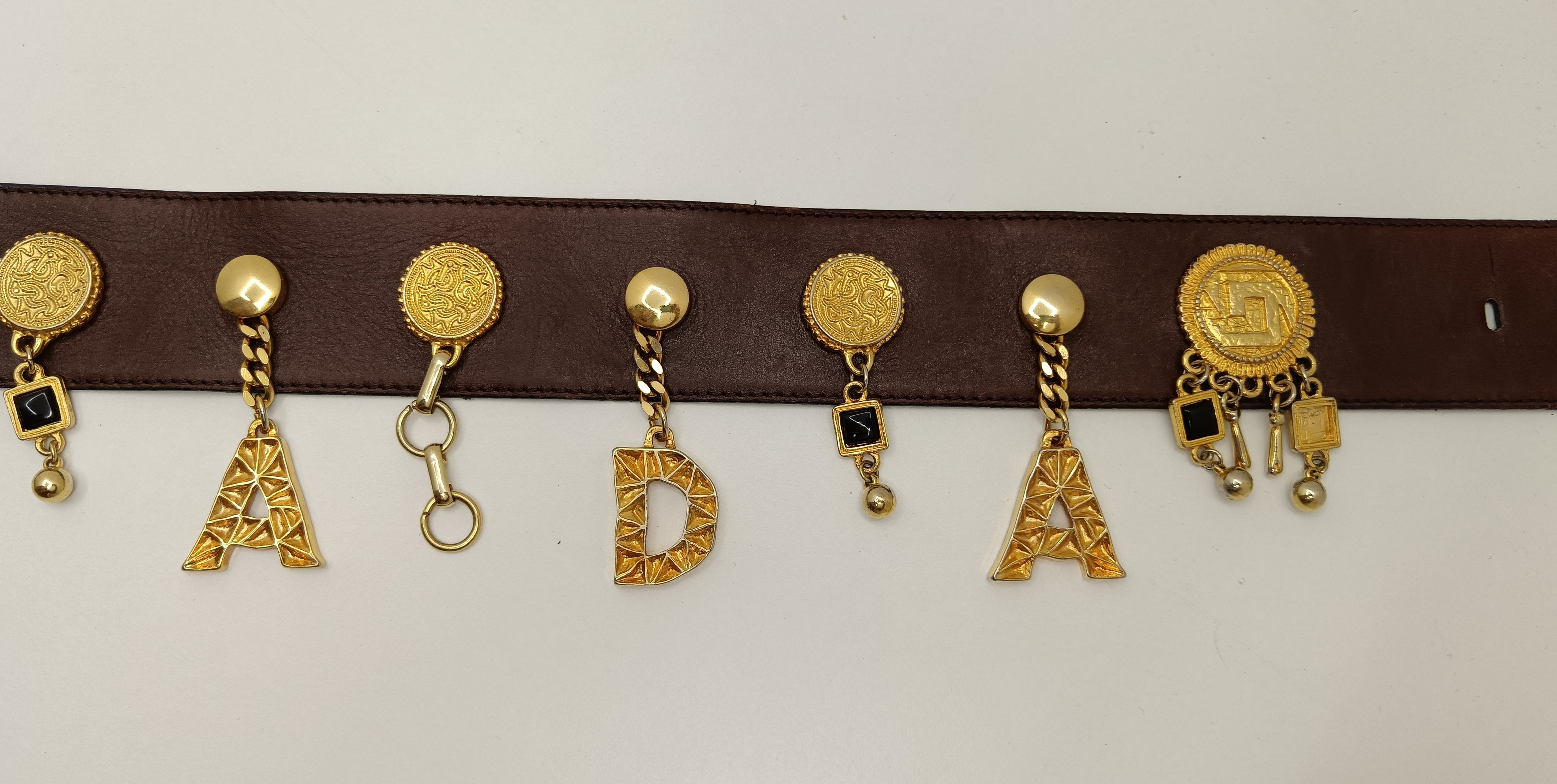 Escada – Cintura Charms Pelle Marrone Vintage Anni 80/90
