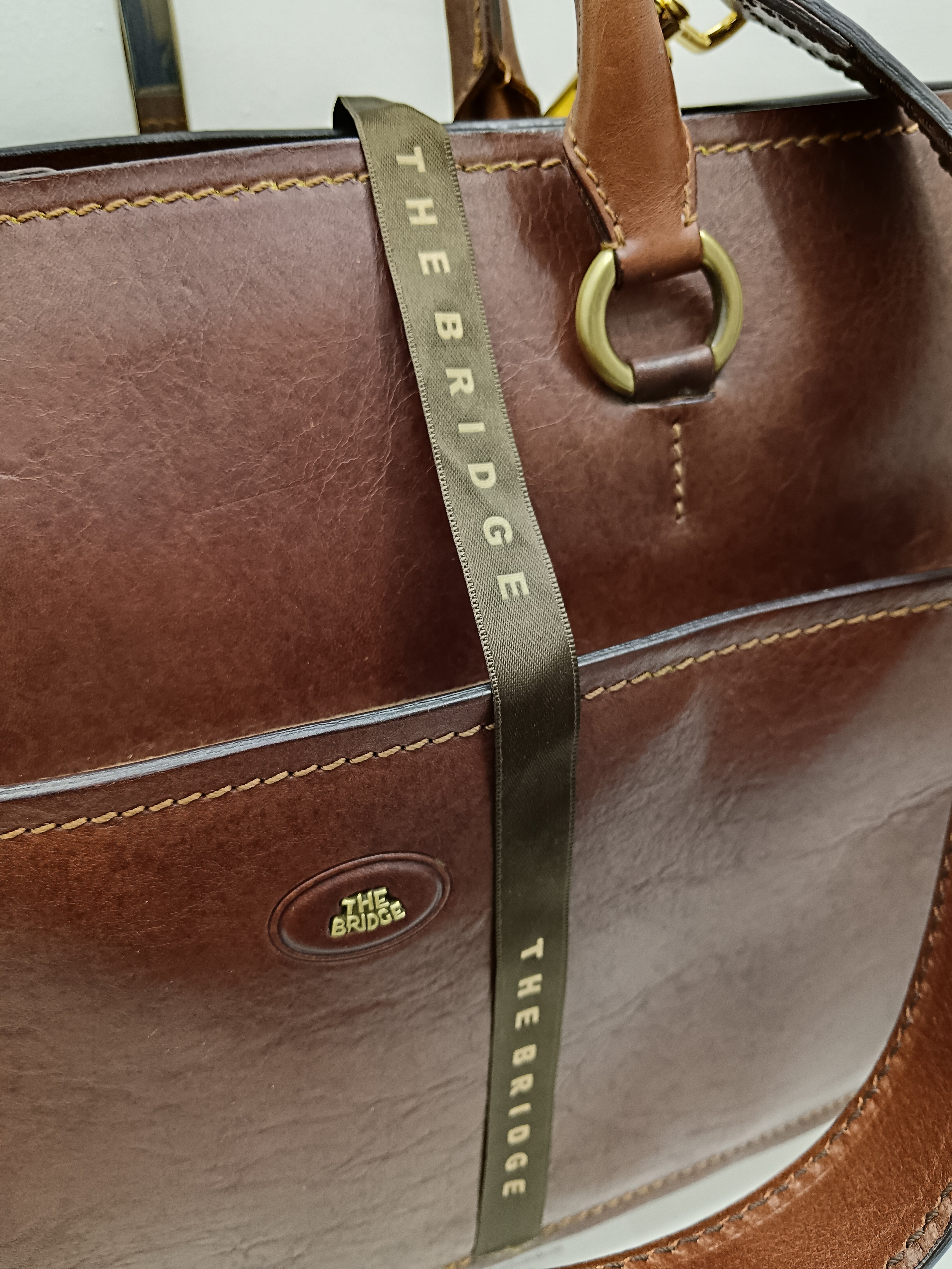 The Bridge – Borsa Cartella Donna a spalla linea Story pelle marrone